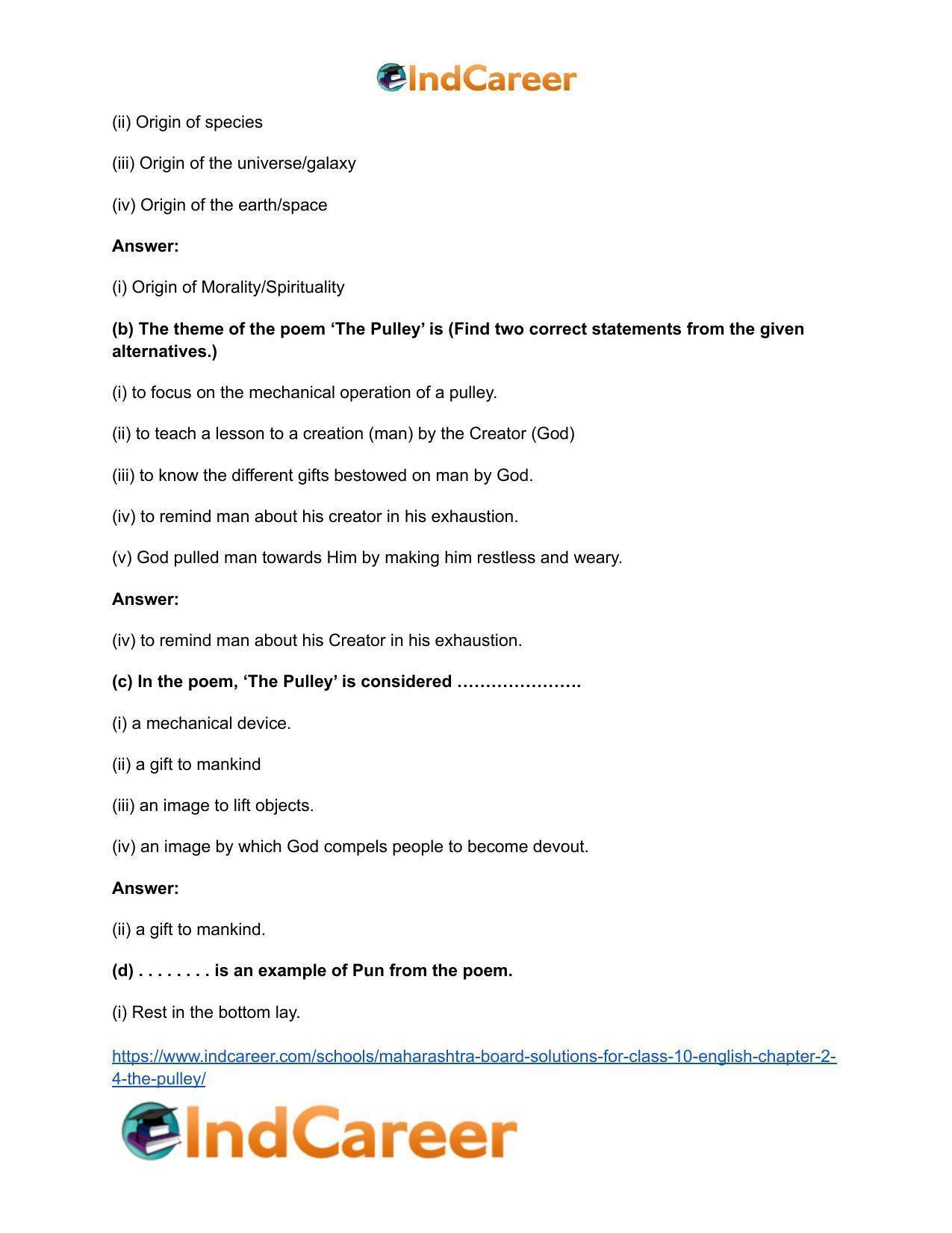 Maharashtra Board Solutions for Class 10- English: Chapter 2.4- The Pulley - Page 8
