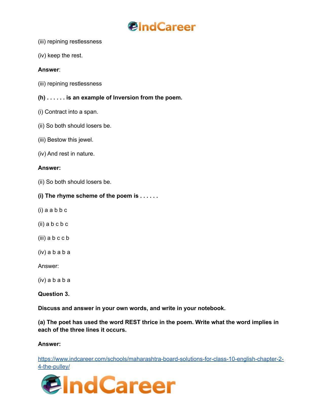 Maharashtra Board Solutions for Class 10- English: Chapter 2.4- The Pulley - Page 10