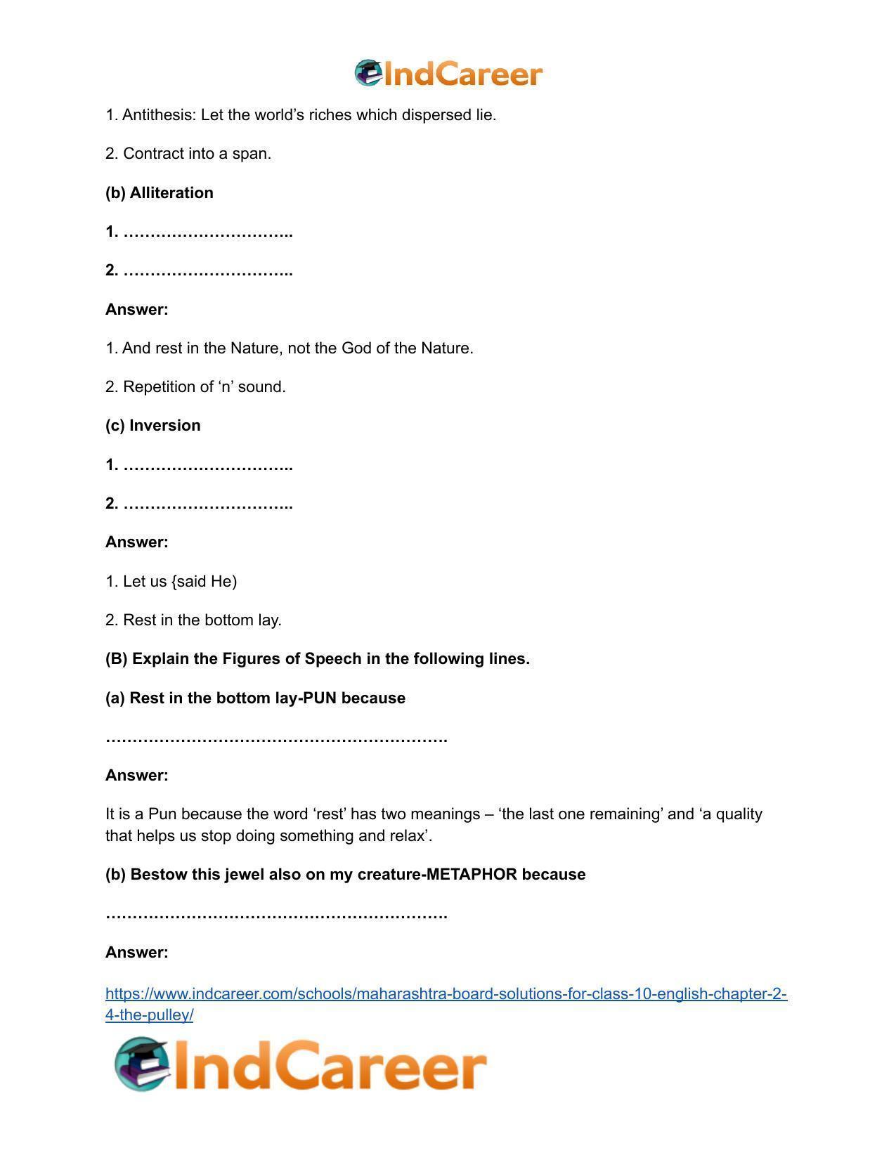 Maharashtra Board Solutions for Class 10- English: Chapter 2.4- The Pulley - Page 13
