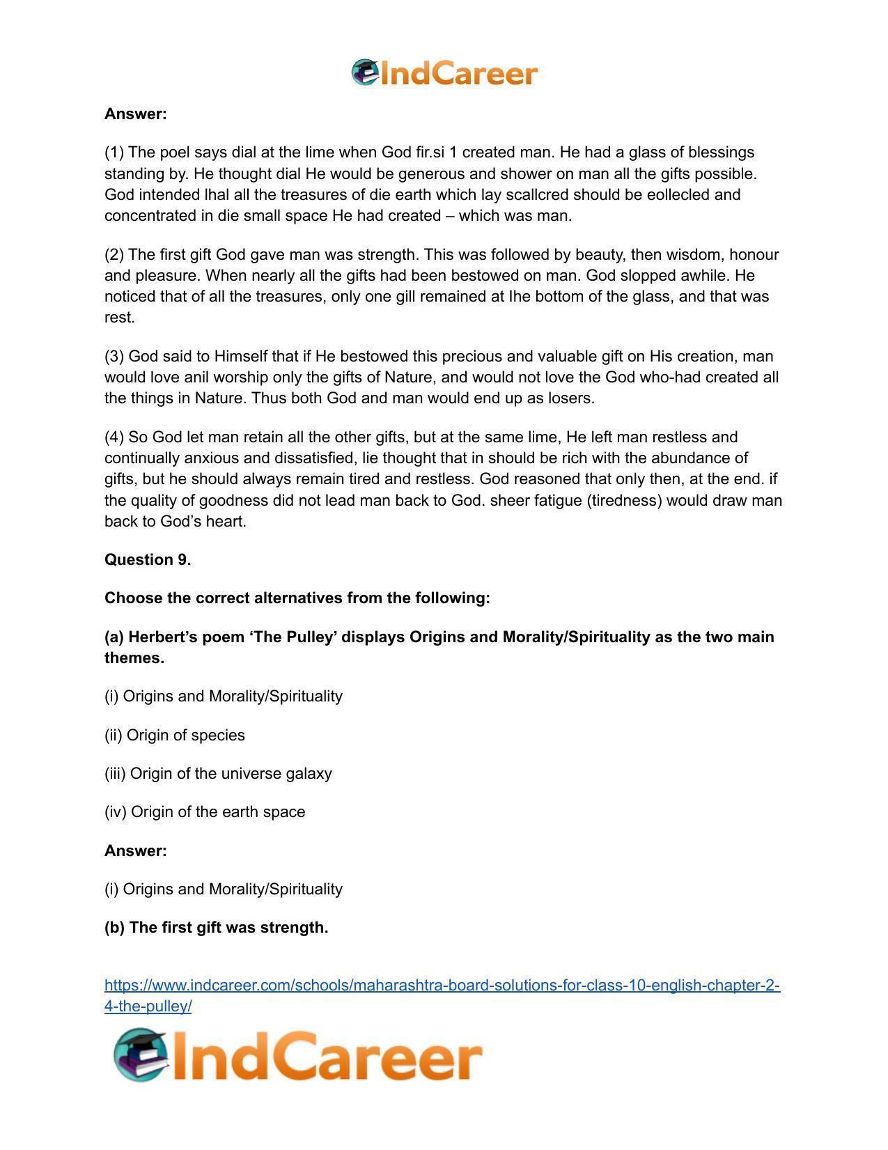 Maharashtra Board Solutions for Class 10- English: Chapter 2.4- The Pulley - Page 17