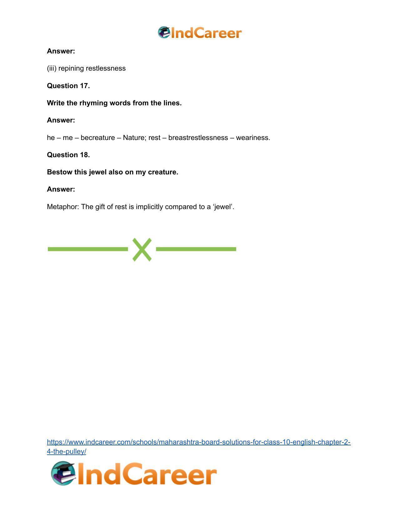 Maharashtra Board Solutions for Class 10- English: Chapter 2.4- The Pulley - Page 21