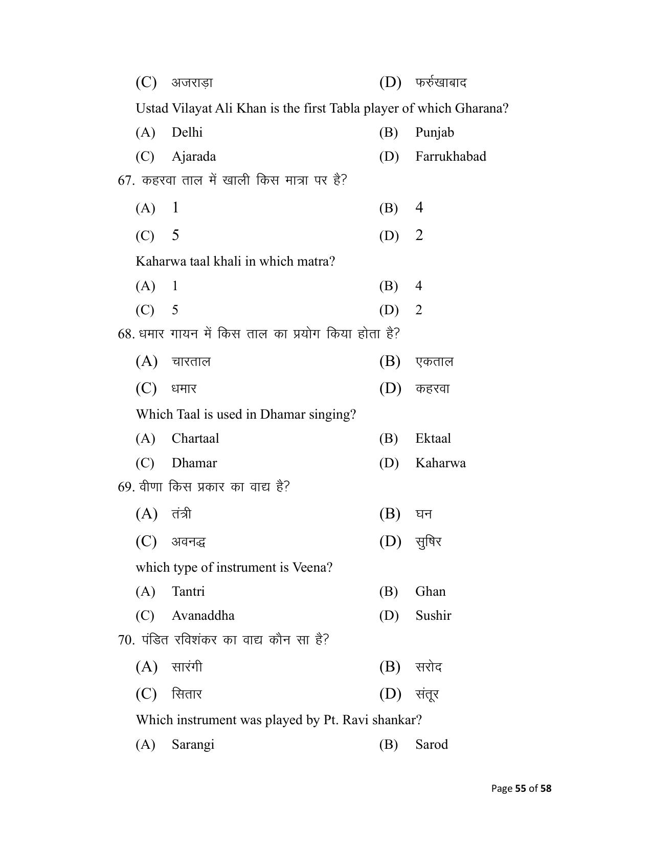 Bihar Board (BSEB) Class X: 120- MUSIC 2025 Model Question Paper - Page 55