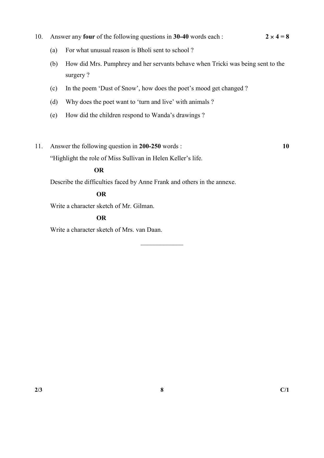 CBSE Class 10 2-3 (English) (Lang. & Lit.) 2018 Compartment Question Paper - Page 8