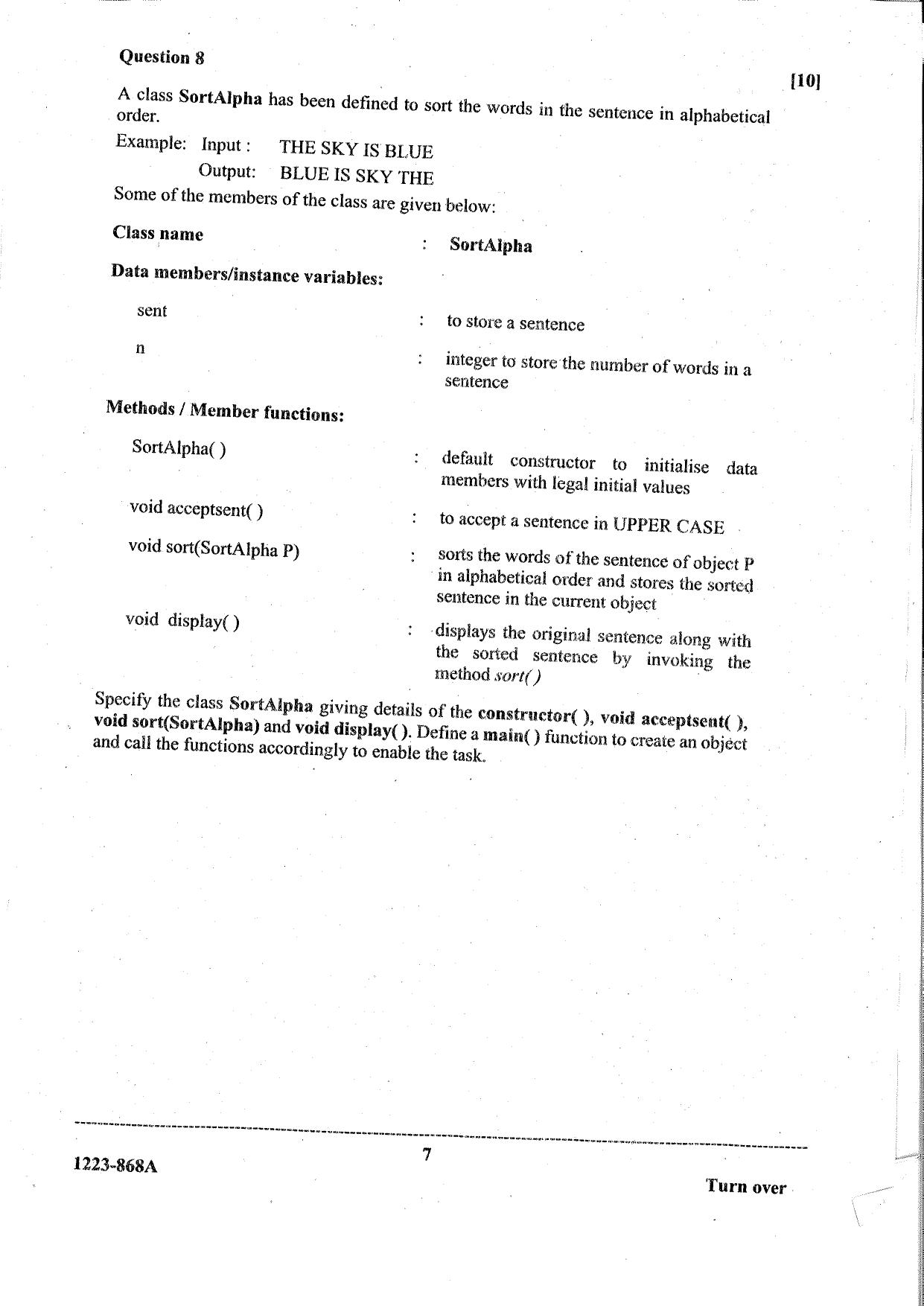 ISC Class 12 Computer Science 2023 Question Paper - Page 7