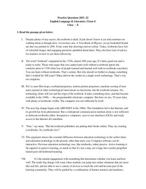 CBSE Class 10 English (Language & Literature) Practice Questions 2021-22