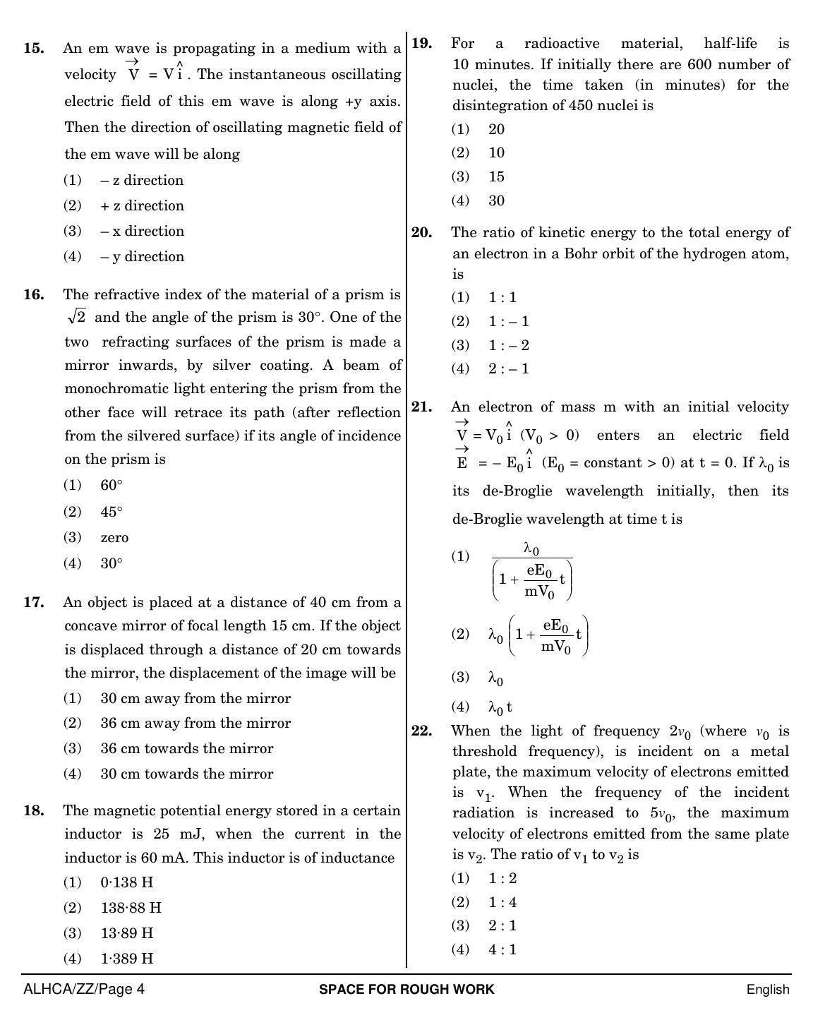 NEET English ZZ 2019 Question Paper - Page 4