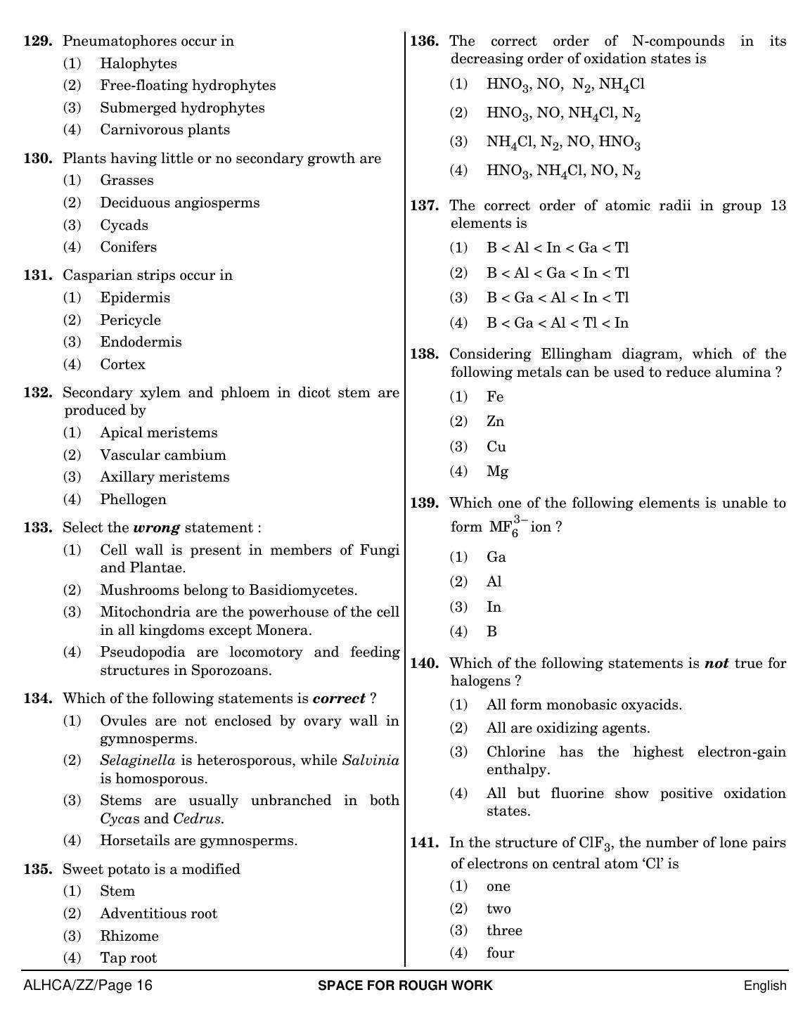 NEET English ZZ 2019 Question Paper - Page 16