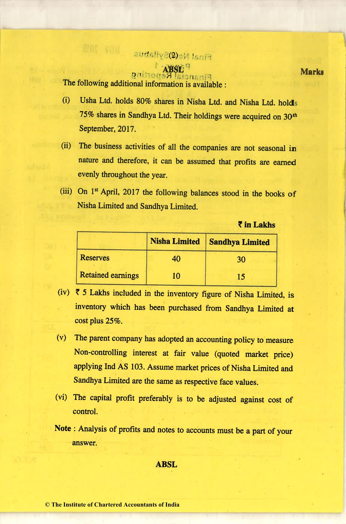 CA Final Nov 2018 Question Paper - Paper 1 – Financial Reporting - Page 2