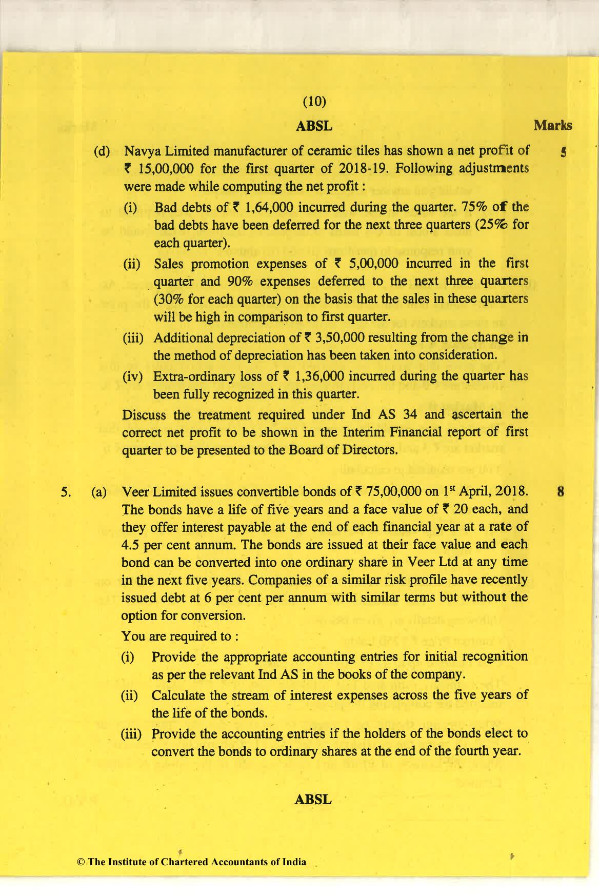 CA Final Nov 2018 Question Paper - Paper 1 – Financial Reporting - Page 10