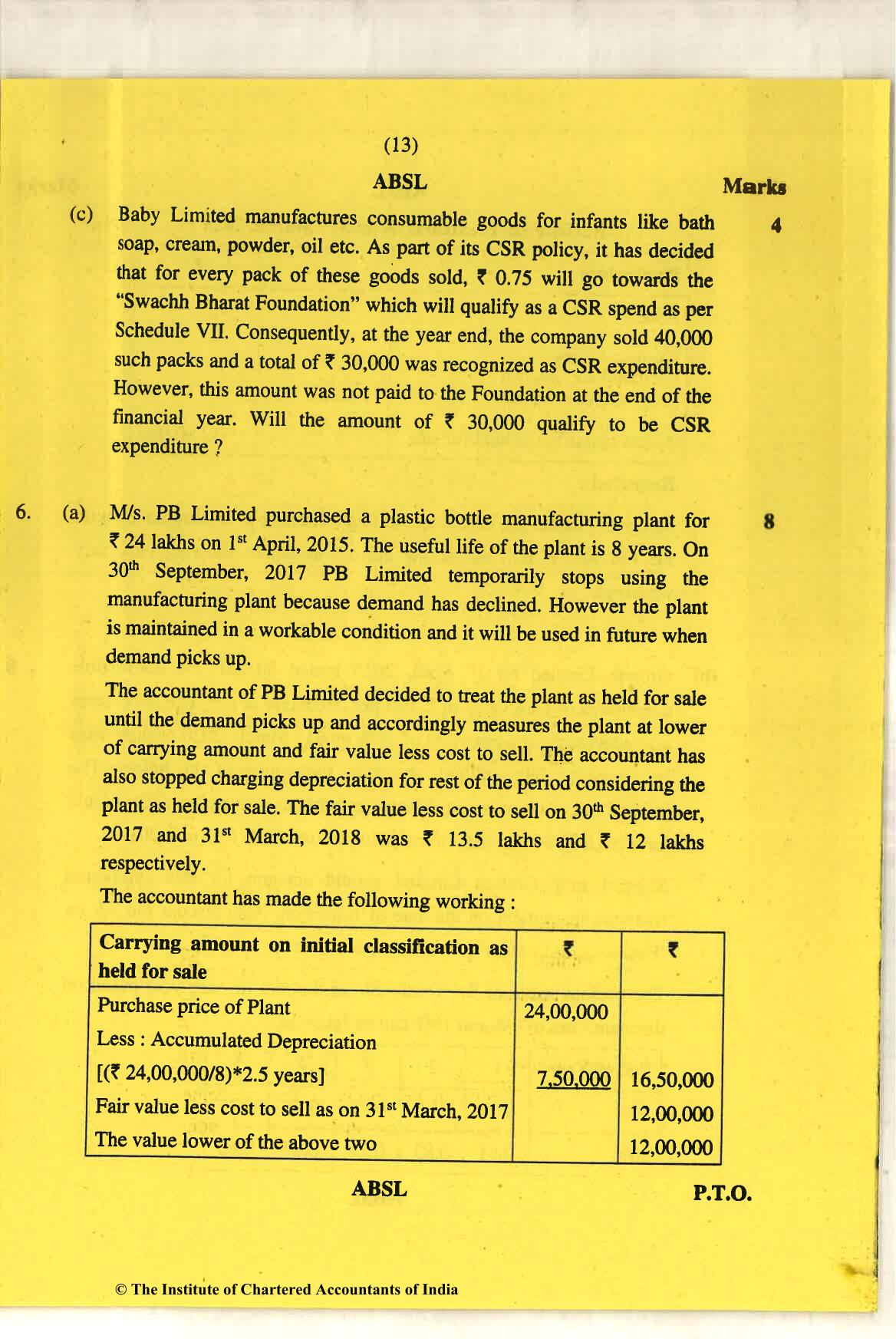 CA Final Nov 2018 Question Paper - Paper 1 – Financial Reporting - Page 13