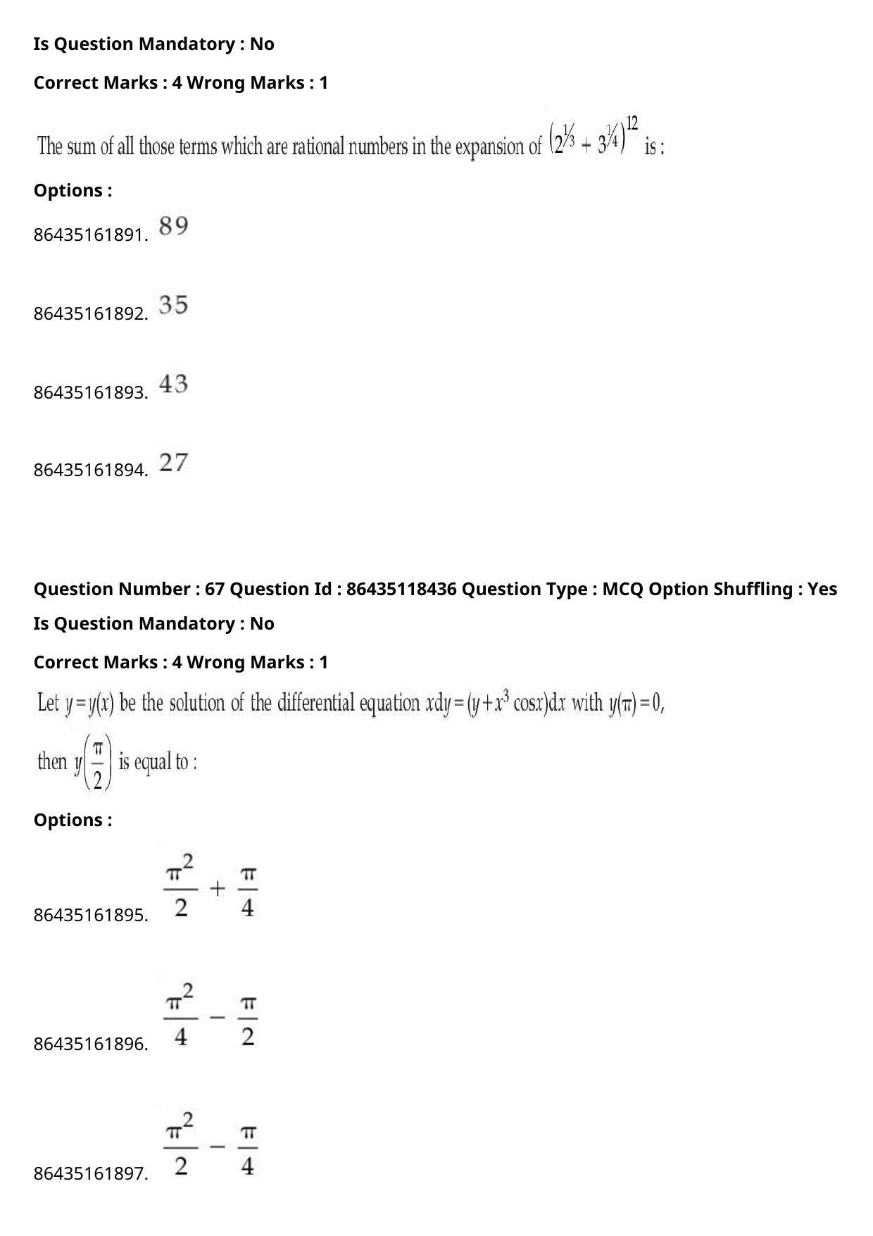 JEE Mains 2021: BTech	(Shift 2) 25-07-2021 Question Paper - Page 43