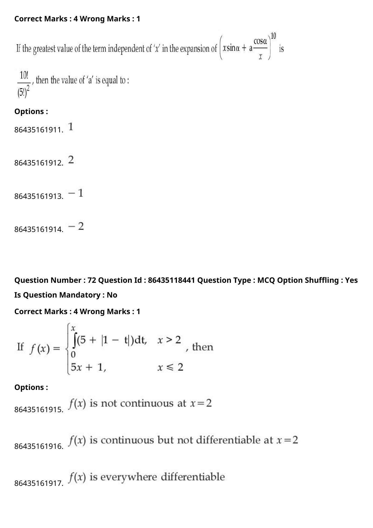 JEE Mains 2021: BTech	(Shift 2) 25-07-2021 Question Paper - Page 46