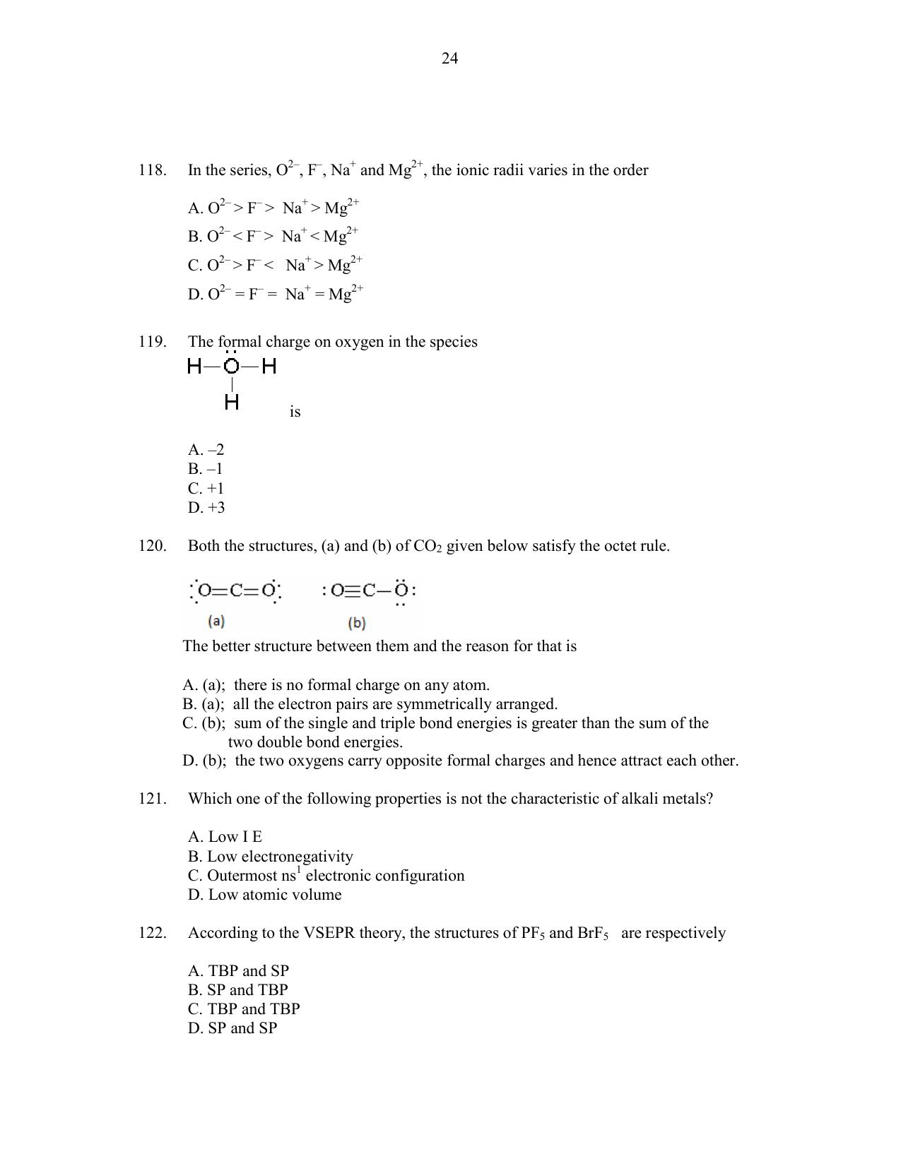 CUSAT CAT 2016 Chemistry Question Paper - Page 24