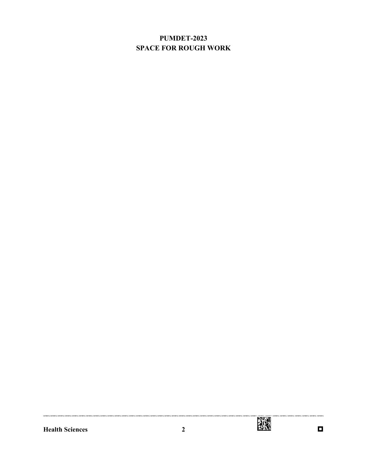 PUMDET 2023 Health Science Question Paper - Page 2