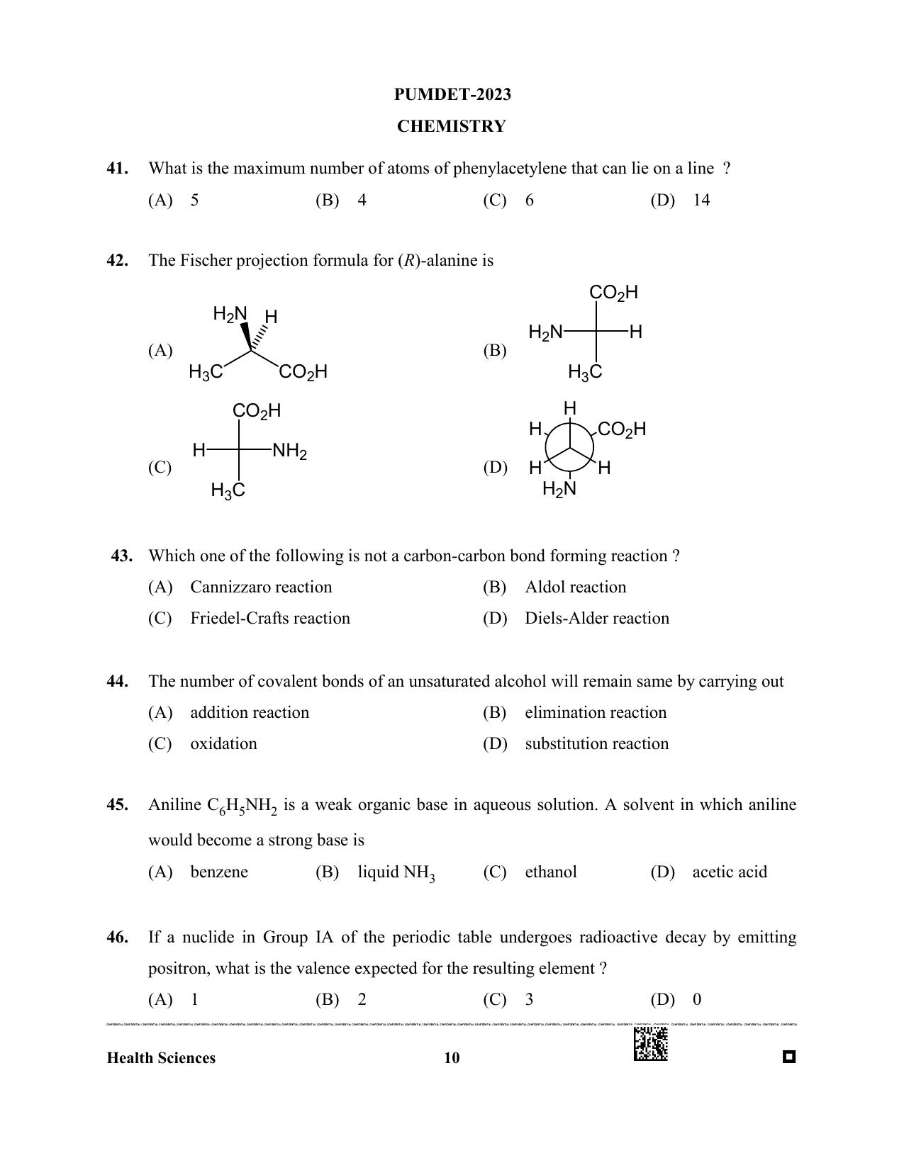 PUMDET 2023 Health Science Question Paper - Page 10