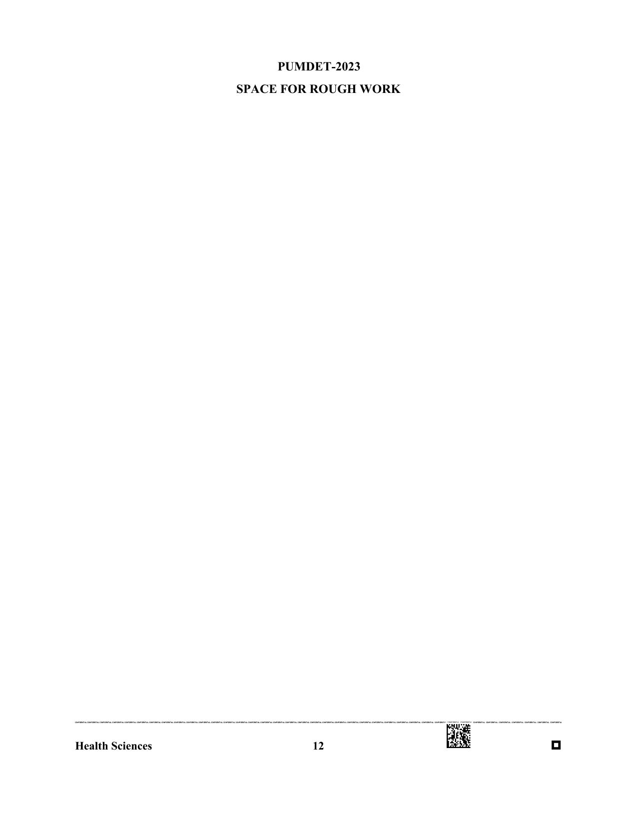 PUMDET 2023 Health Science Question Paper - Page 12