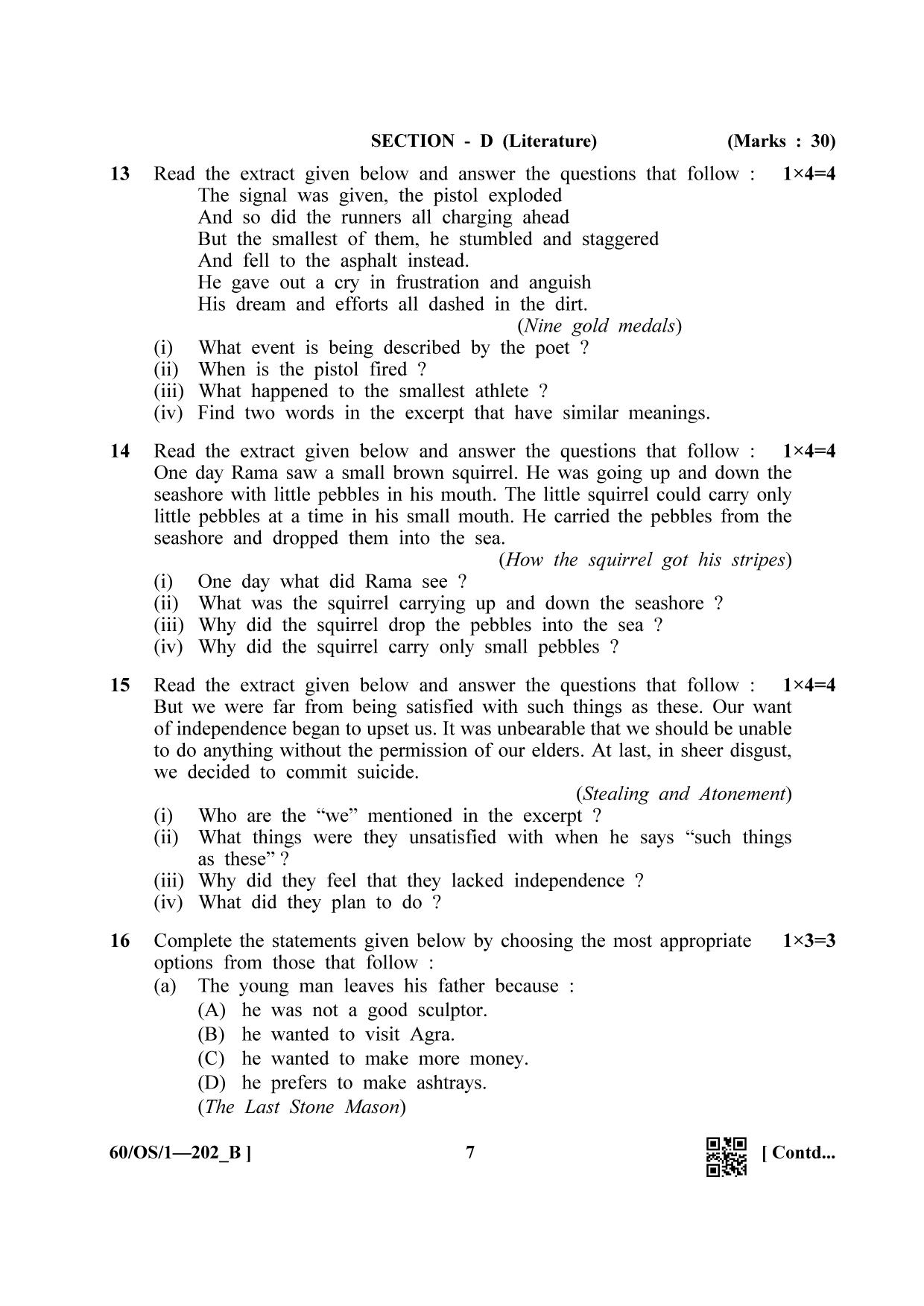 NIOS Jan-Feb 2021 Class 10 English (OS) SET B Question Paper - Page 7