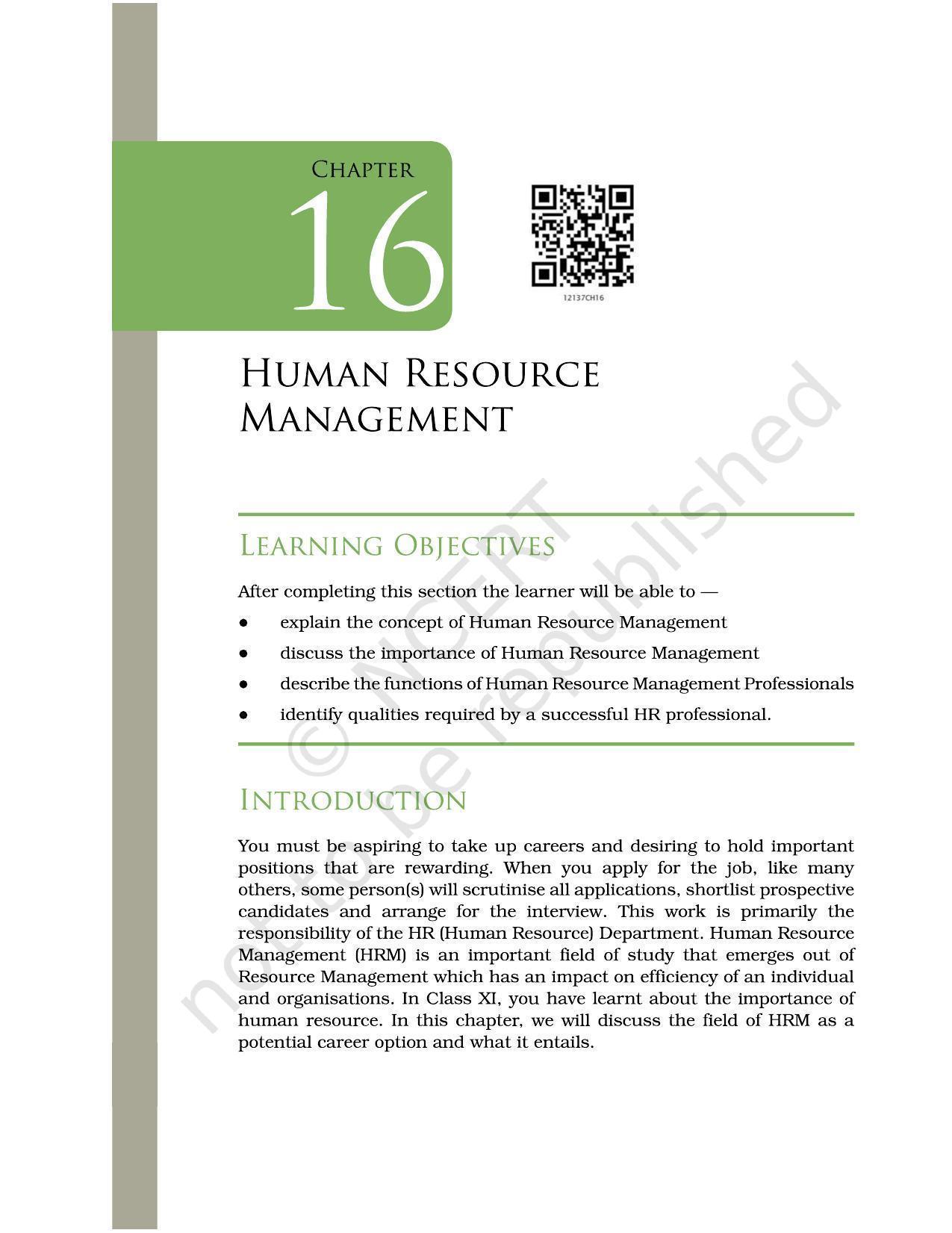 NCERT Book for Class 12 Home Science (Part -II) Chapter 16 Human Resource Management - Page 4