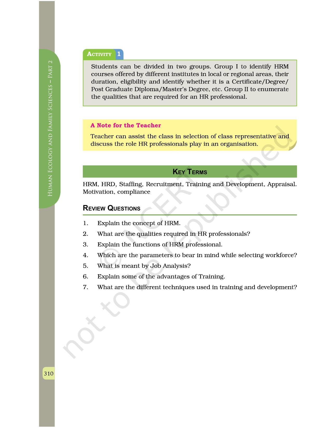 NCERT Book for Class 12 Home Science (Part -II) Chapter 16 Human Resource Management - Page 16