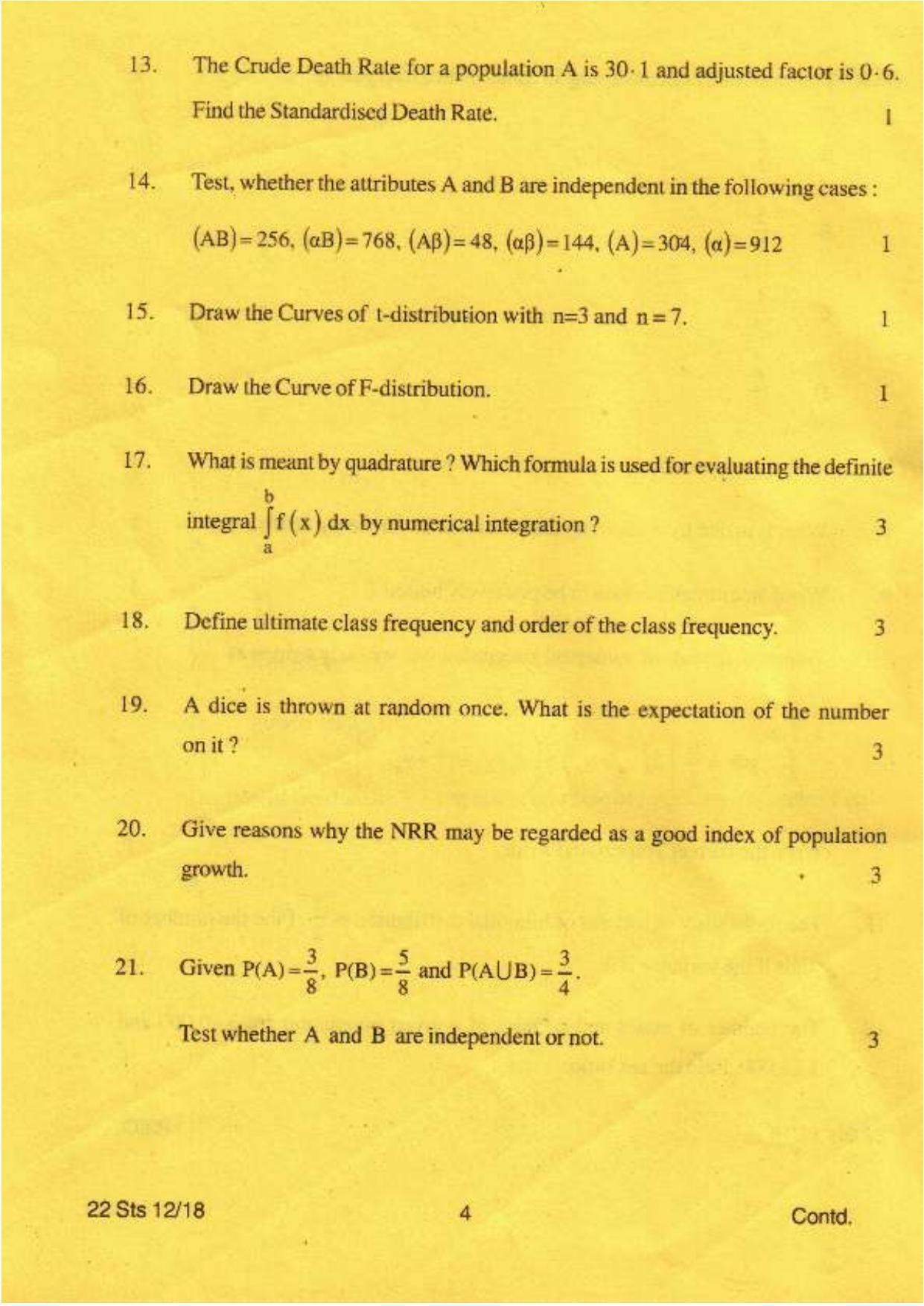 COHSEM Class 12 Statistics 2018 Question Papers - Page 4
