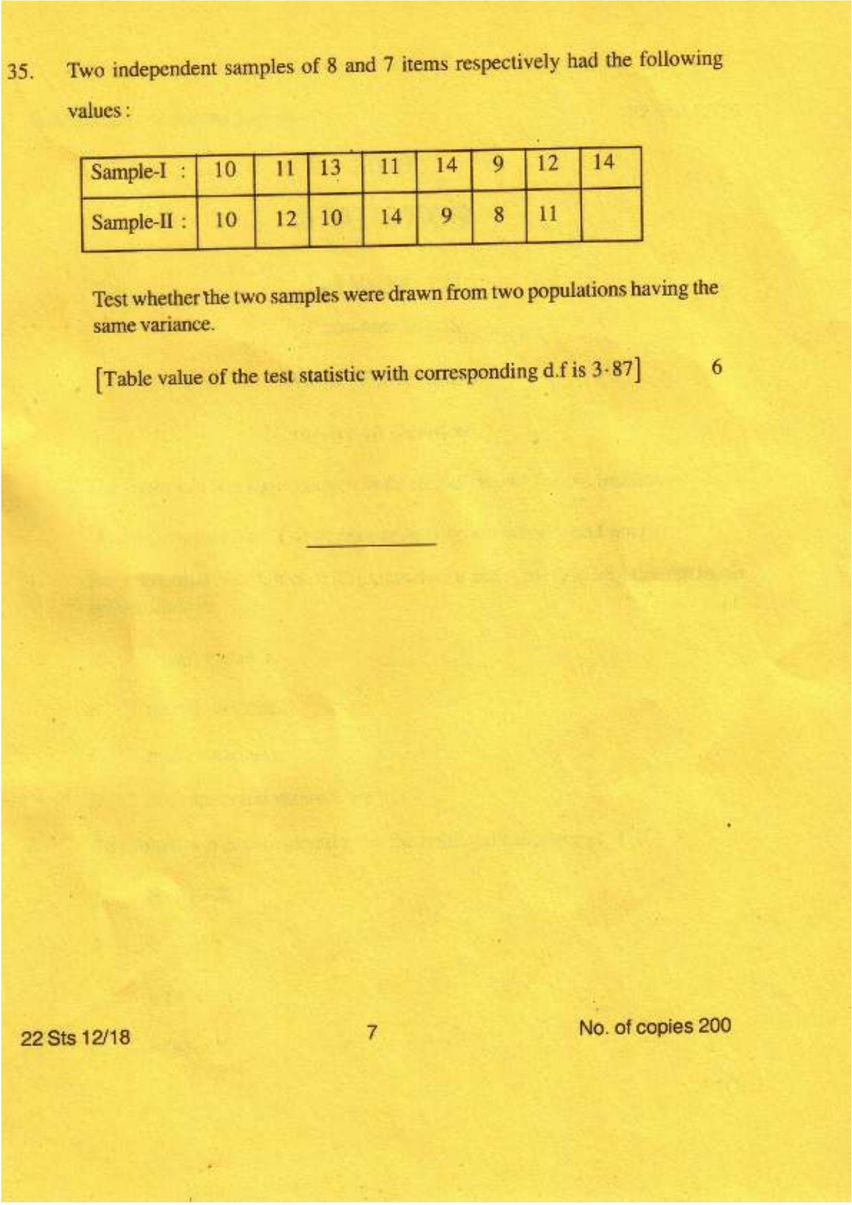 COHSEM Class 12 Statistics 2018 Question Papers - Page 7