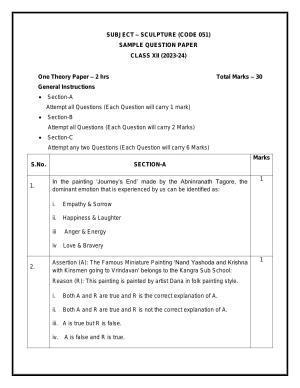 CBSE Class 12 Sculpture Sample Paper 2024