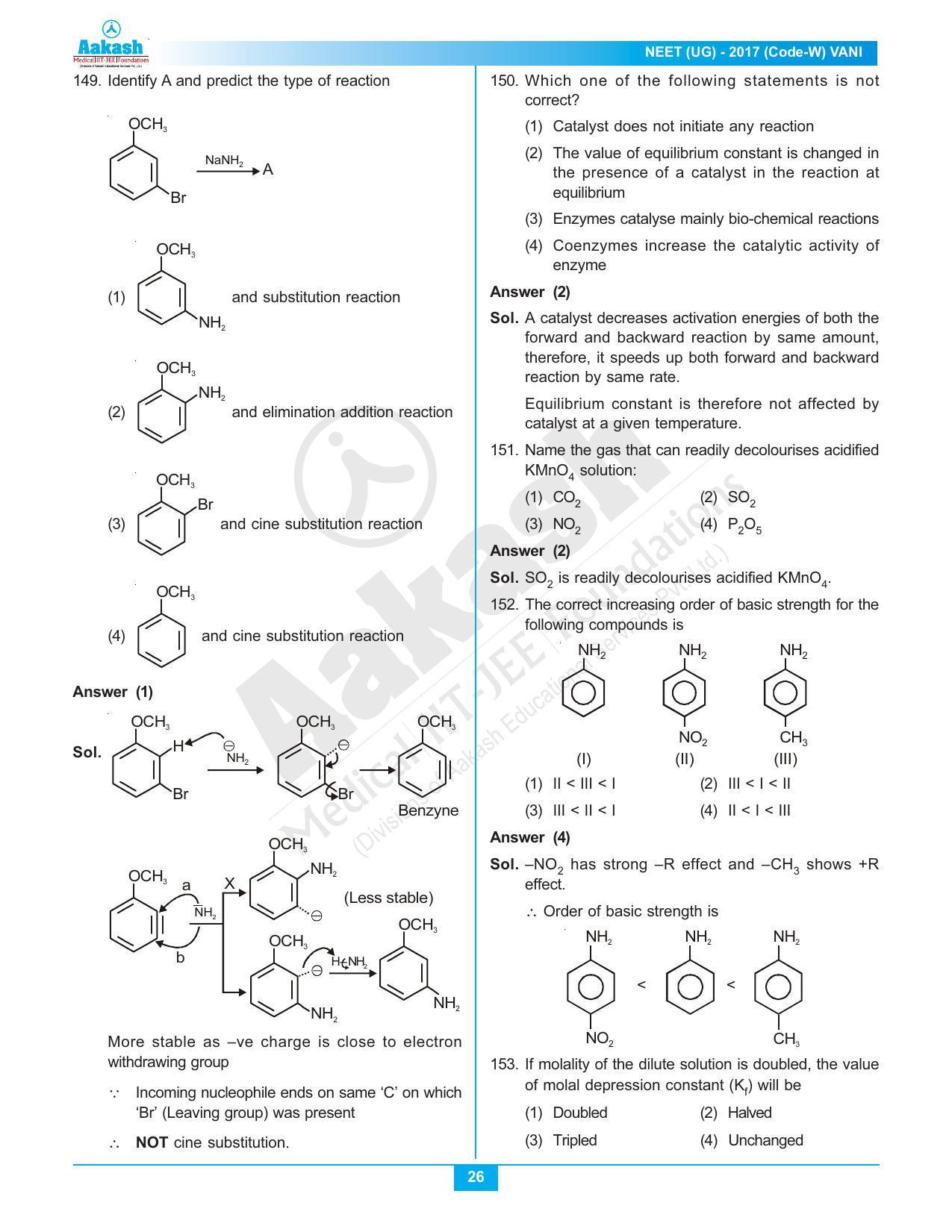  NEET Code W 2017 Answer & Solutions - Page 26