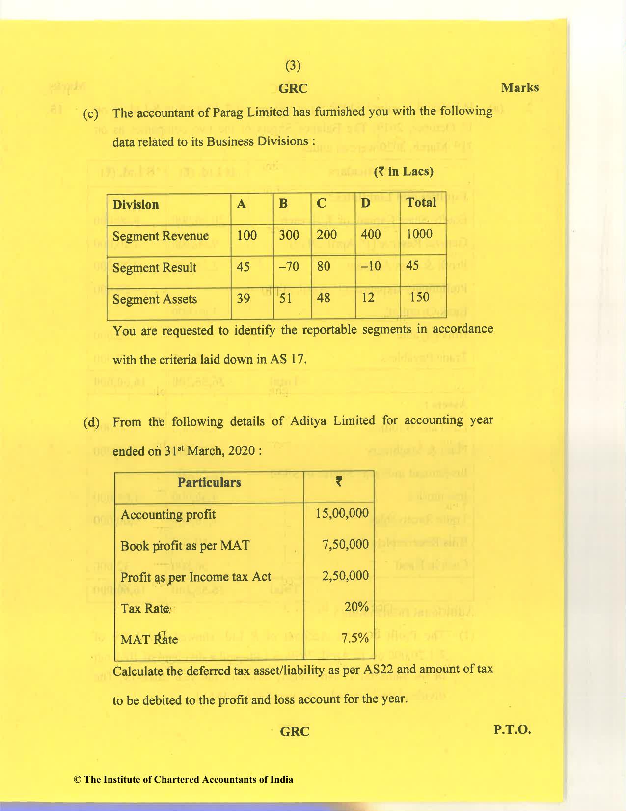 CA Inter Nov 2020 Question Paper - Paper 5 – Advanced Accounting - Page 3