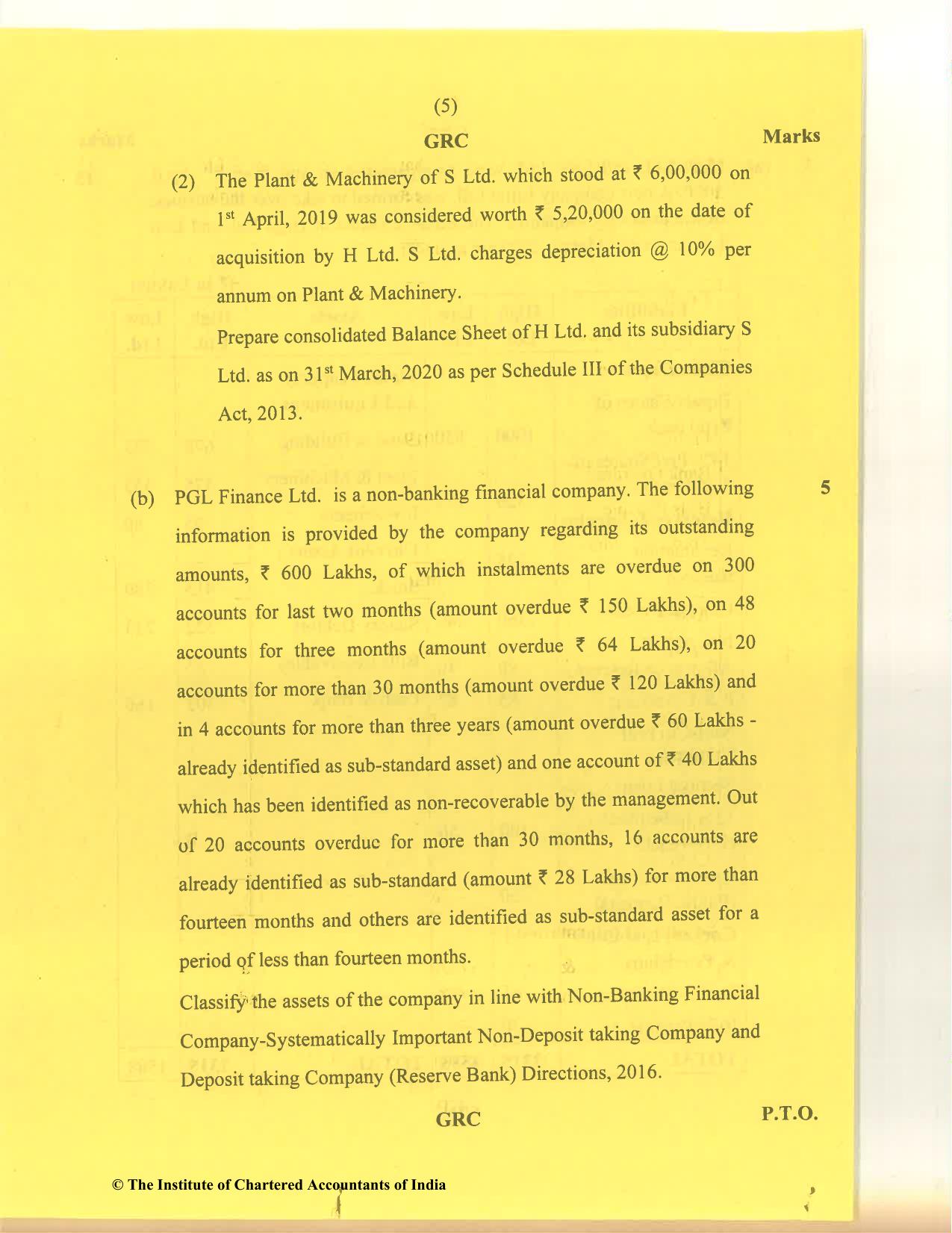 CA Inter Nov 2020 Question Paper - Paper 5 – Advanced Accounting - Page 5