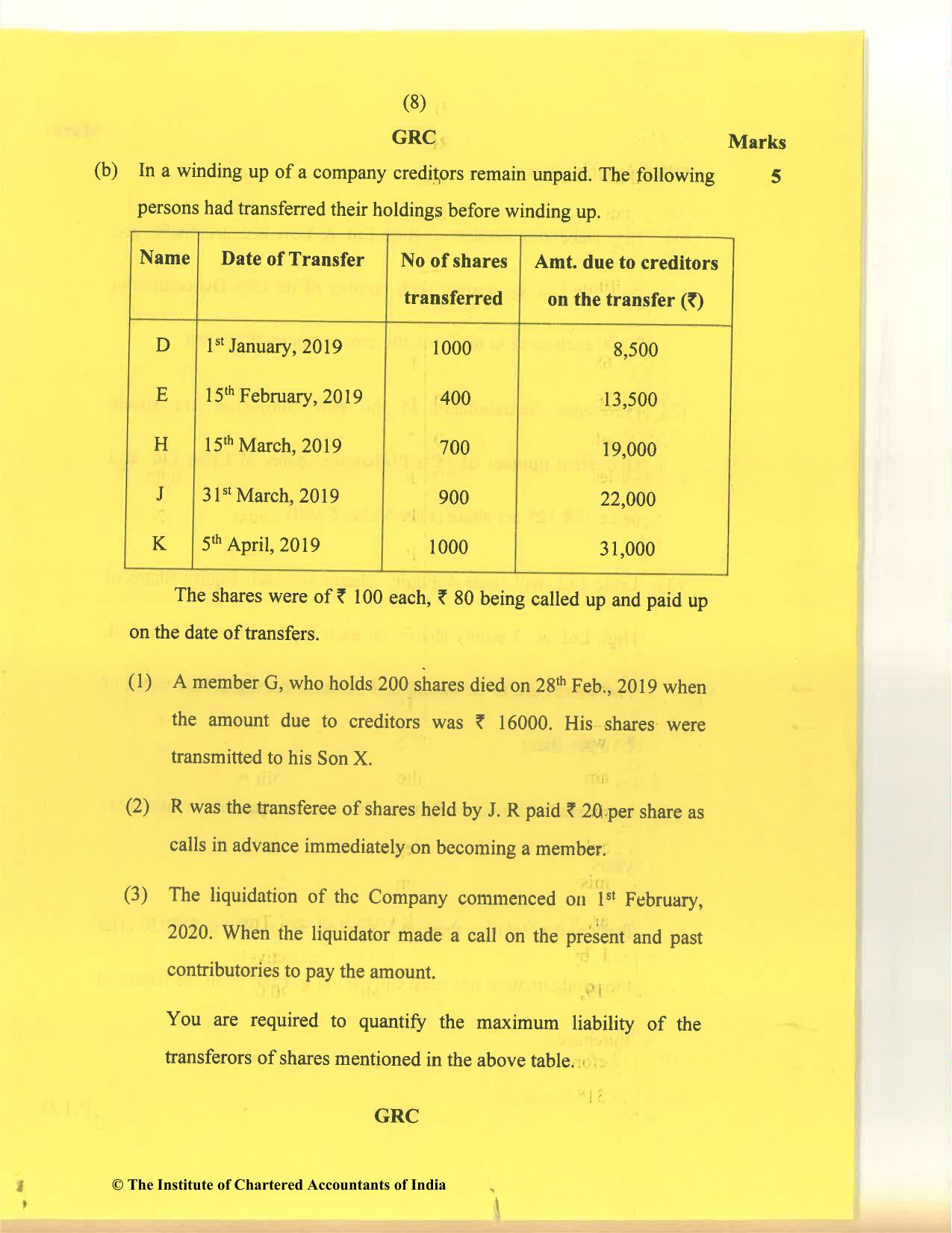 CA Inter Nov 2020 Question Paper - Paper 5 – Advanced Accounting - Page 8