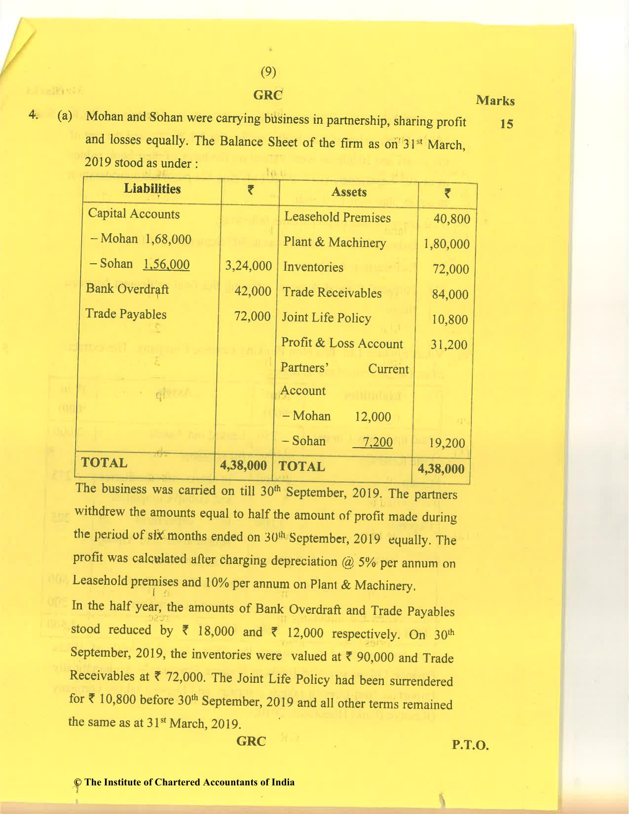 CA Inter Nov 2020 Question Paper - Paper 5 – Advanced Accounting - Page 9