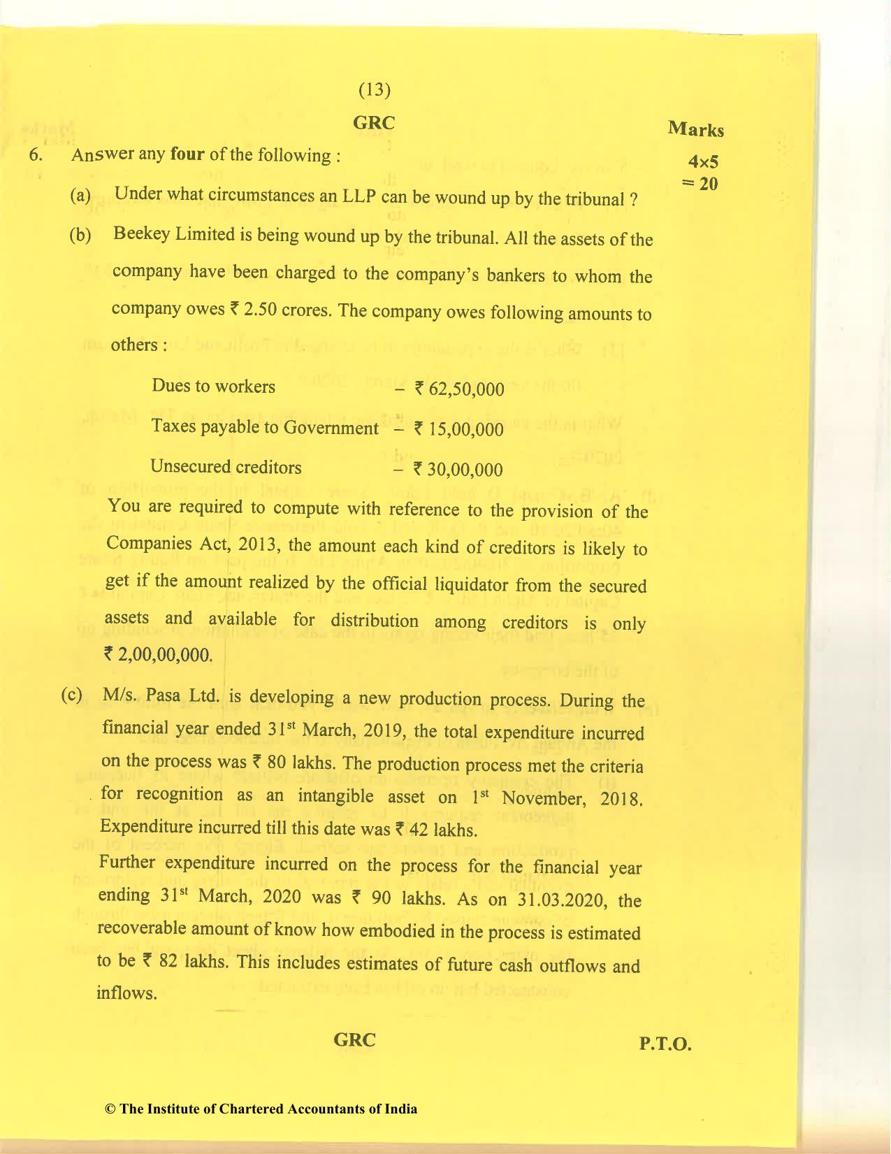 CA Inter Nov 2020 Question Paper - Paper 5 – Advanced Accounting - Page 13