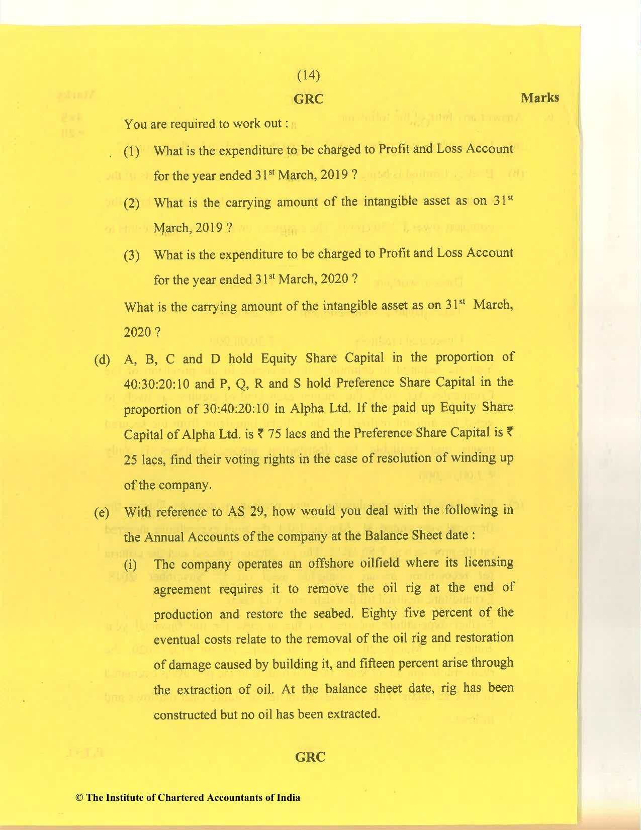 CA Inter Nov 2020 Question Paper - Paper 5 – Advanced Accounting - Page 14