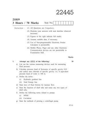 MSBTE Summer Question Paper 2019 - FMM