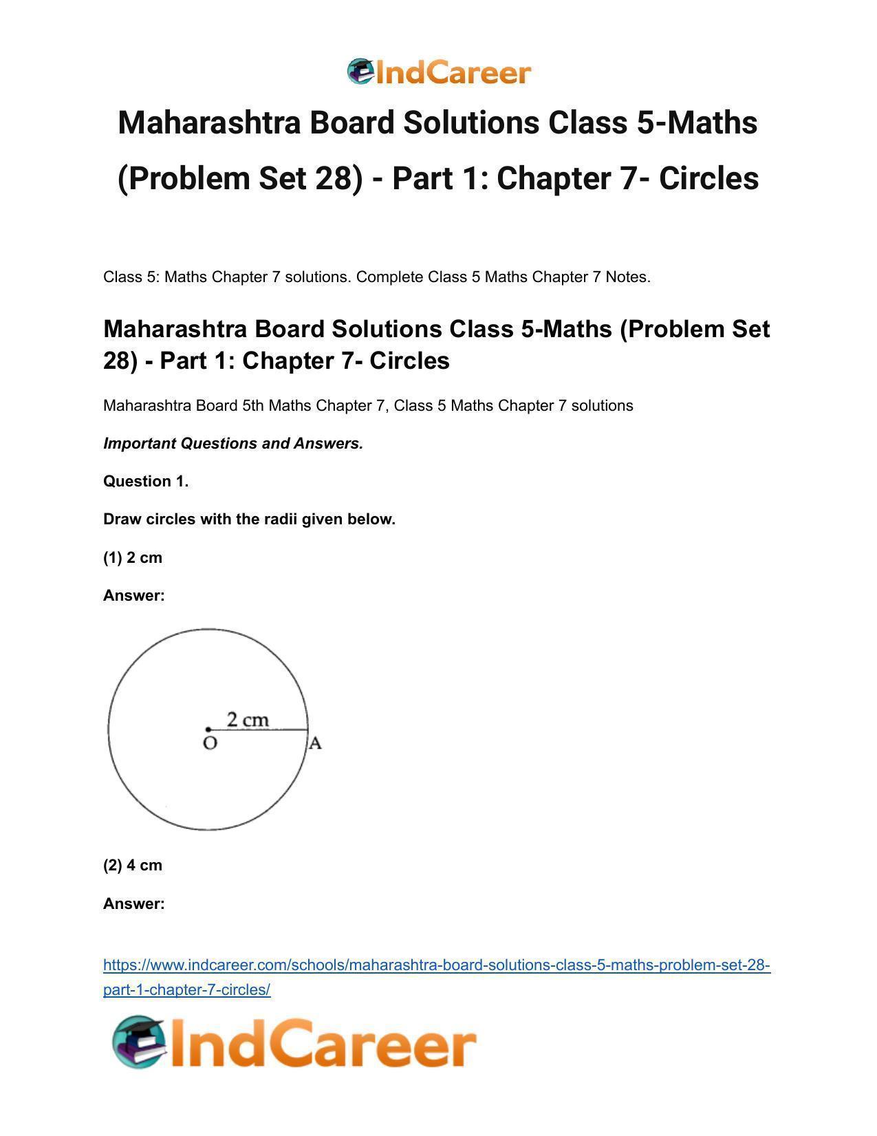 Maharashtra Board Solutions Class 5-Maths (Problem Set 28) - Part 1: Chapter 7- Circles - Page 2