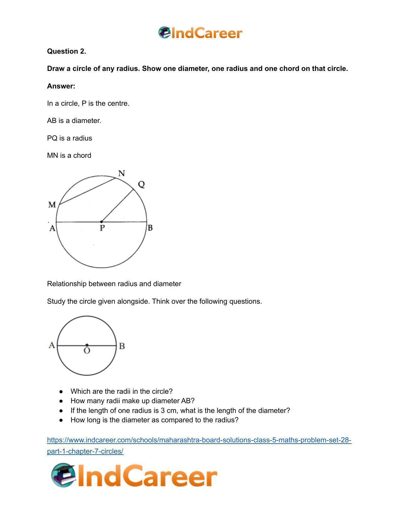 Maharashtra Board Solutions Class 5-Maths (Problem Set 28) - Part 1: Chapter 7- Circles - Page 4