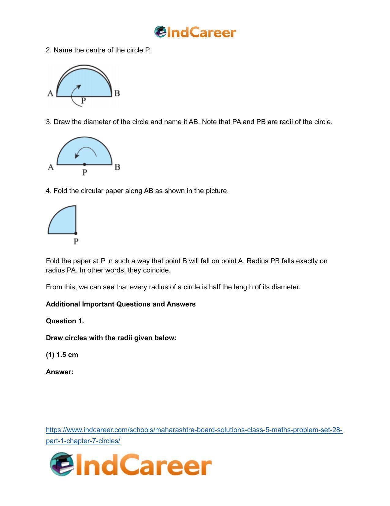 Maharashtra Board Solutions Class 5-Maths (Problem Set 28) - Part 1: Chapter 7- Circles - Page 6