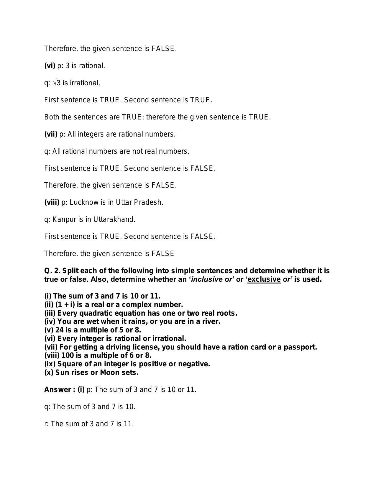 Chapter 29: Mathematical Reasoning: RS Aggarwal Class 11 Solutions  - Page 10