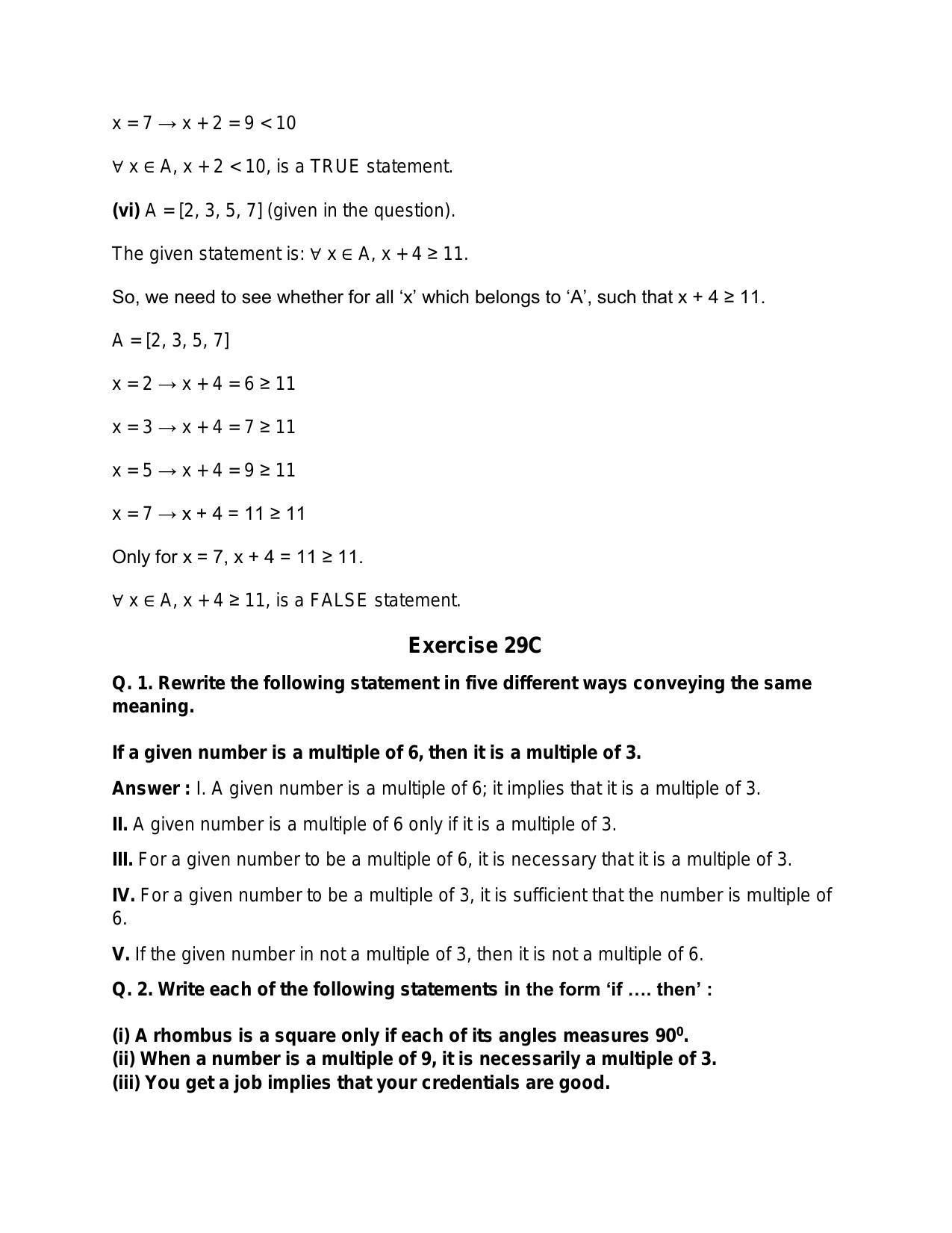 Chapter 29: Mathematical Reasoning: RS Aggarwal Class 11 Solutions  - Page 16