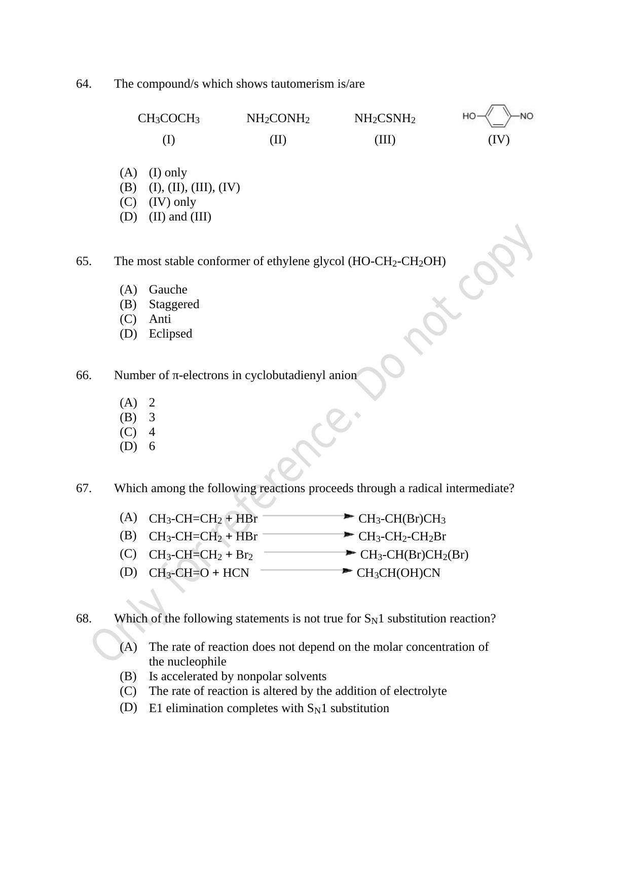 CUSAT CAT 2021 Chemistry Question Paper - Page 14