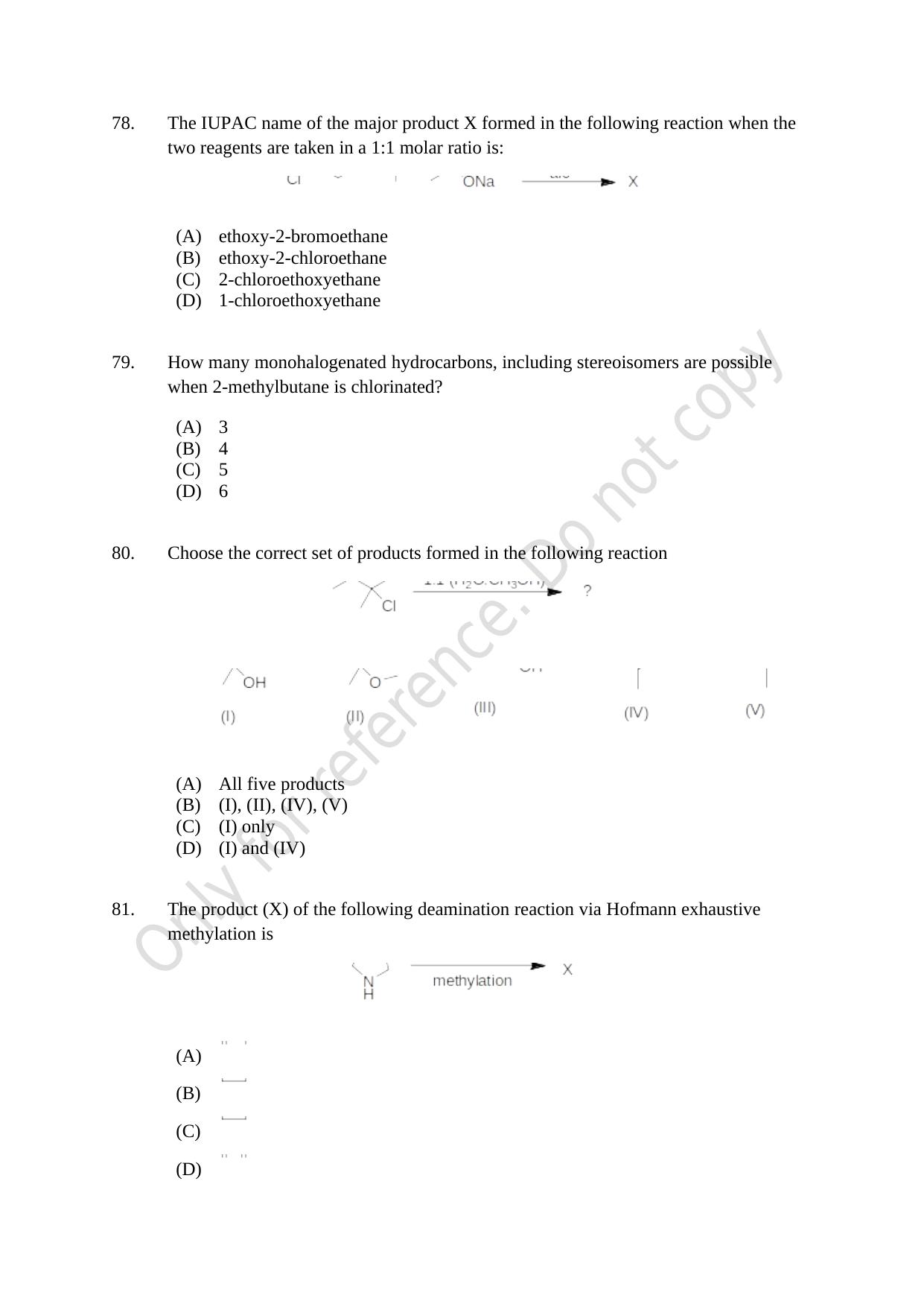 CUSAT CAT 2021 Chemistry Question Paper - Page 18