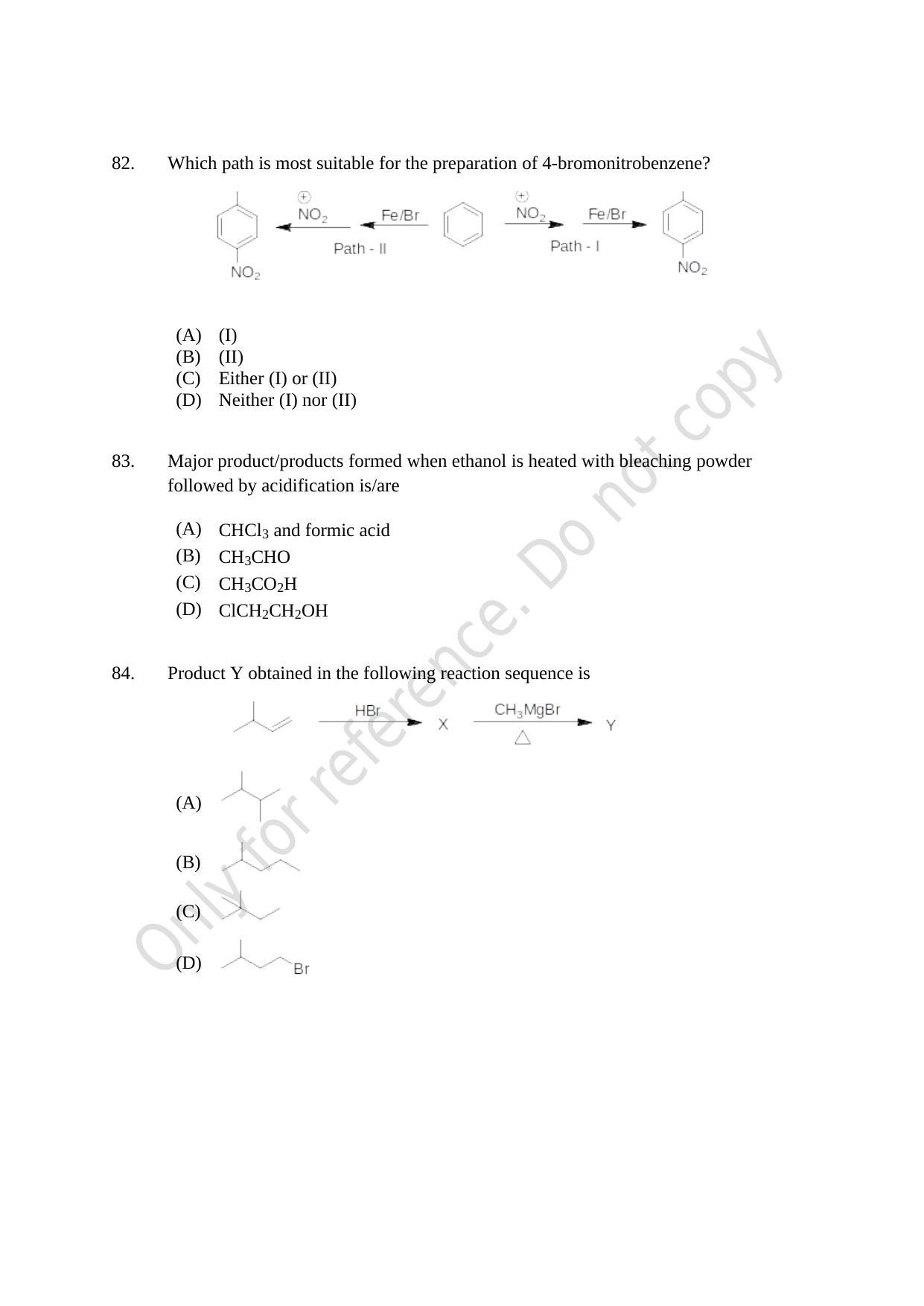 CUSAT CAT 2021 Chemistry Question Paper - Page 19
