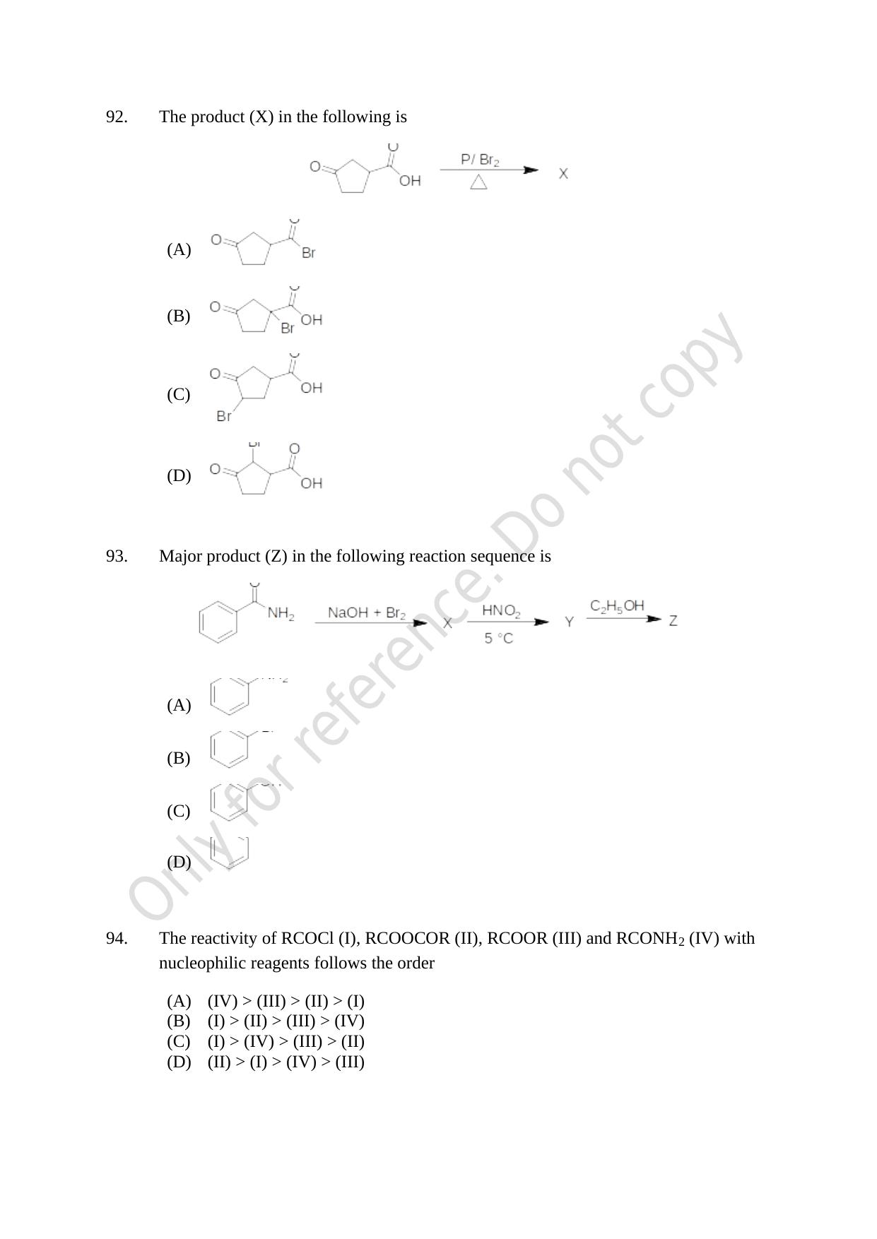 CUSAT CAT 2021 Chemistry Question Paper - Page 24