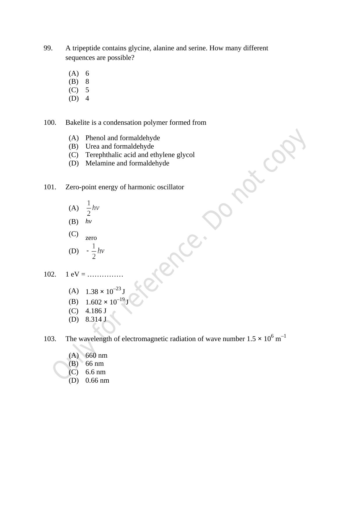 CUSAT CAT 2021 Chemistry Question Paper - Page 27