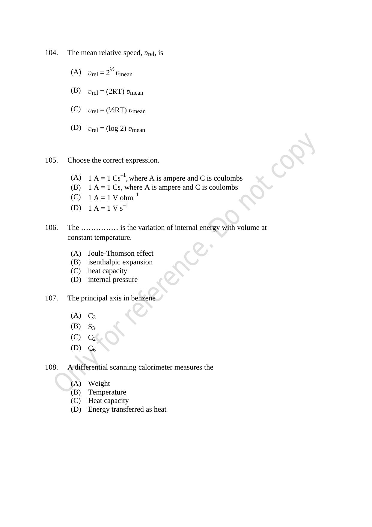 CUSAT CAT 2021 Chemistry Question Paper - Page 28