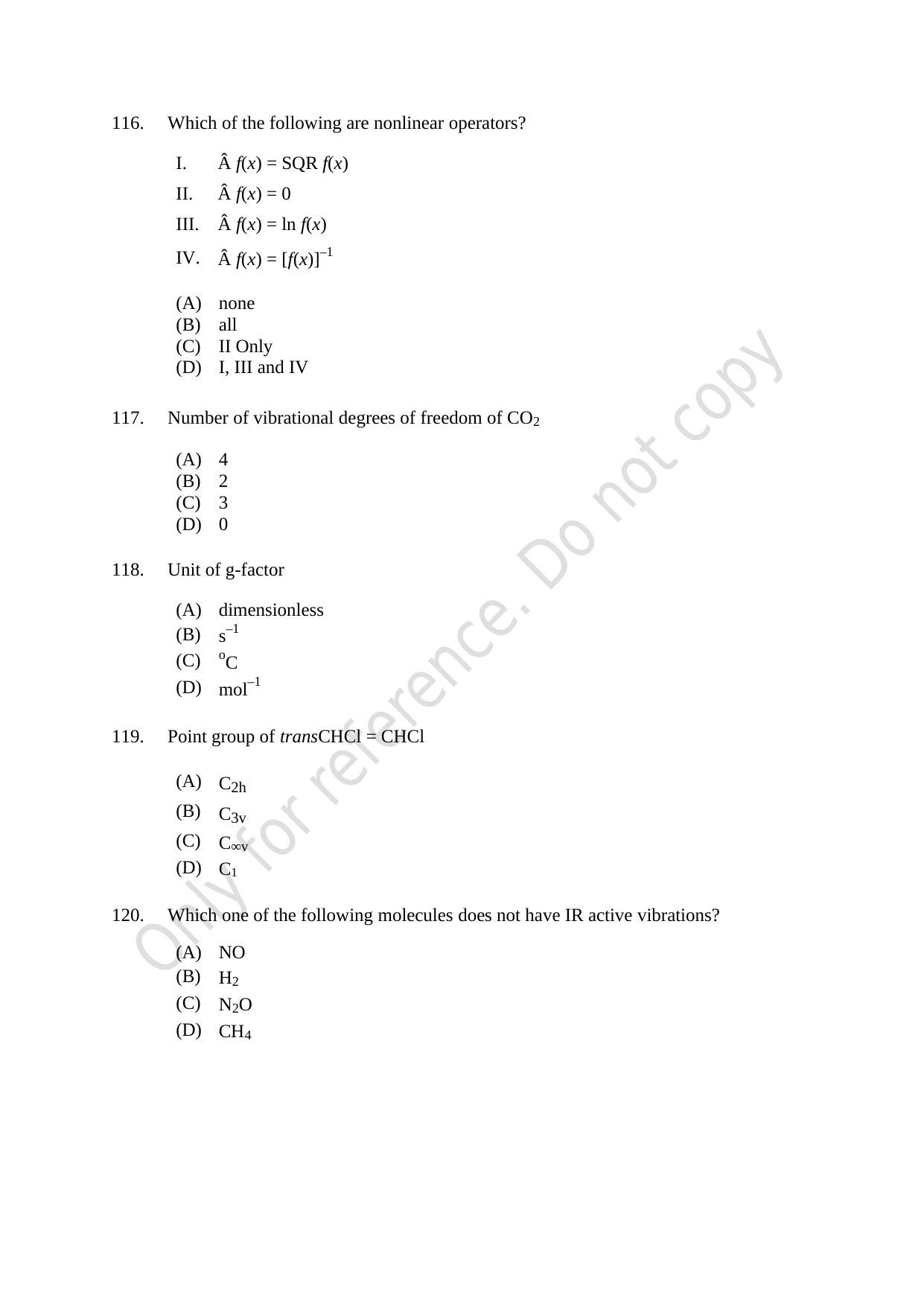 CUSAT CAT 2021 Chemistry Question Paper - Page 31