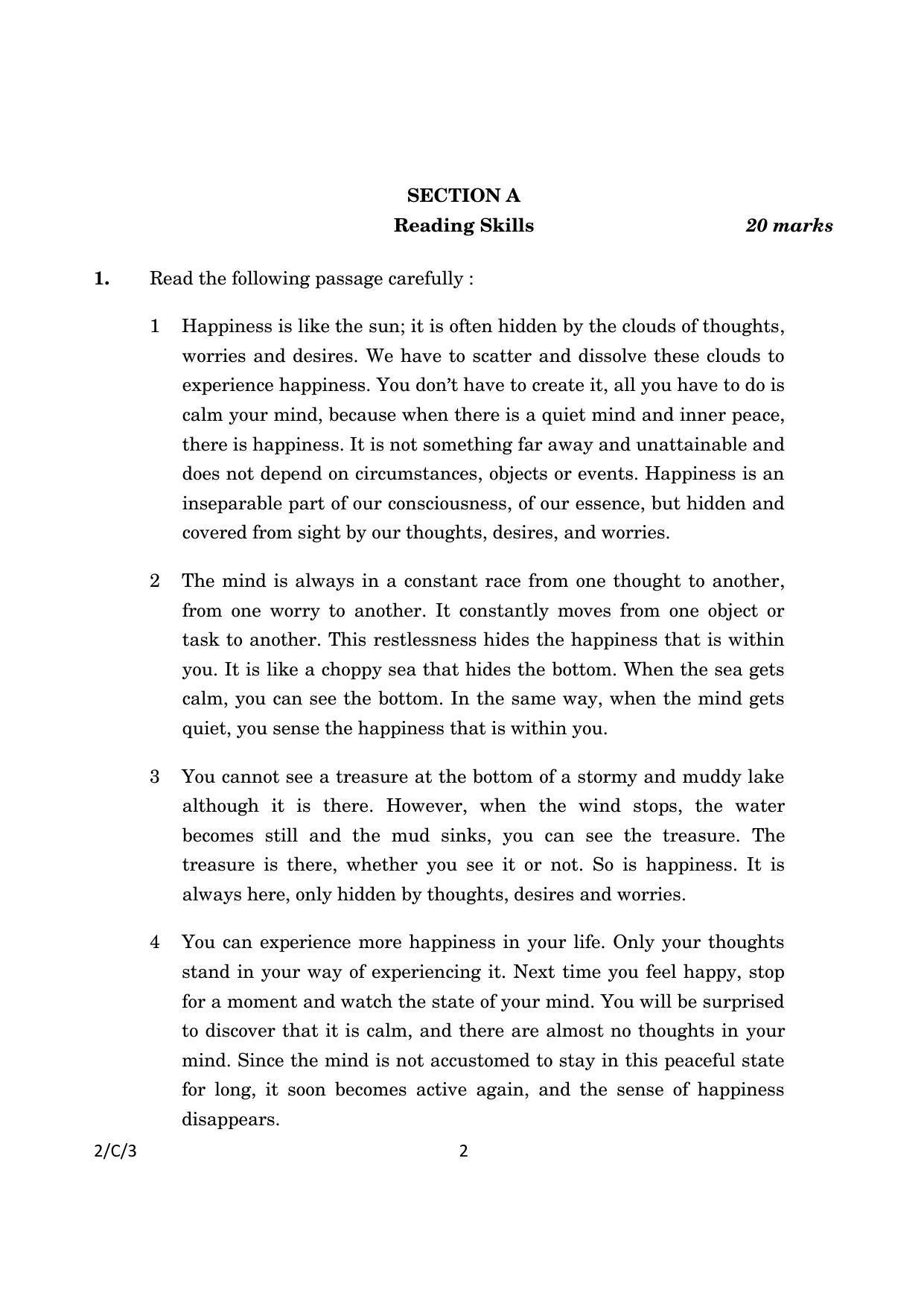 CBSE Class 10 2-3_English Language And Literature 2023 (Compartment) Question Paper - Page 2