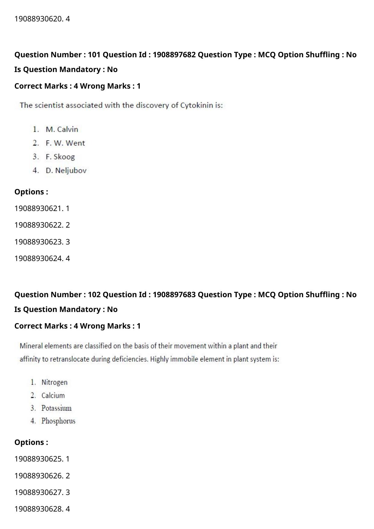 ICAR AIEEA PG 2021 PLANT BIOTECHNOLOGY Question Paper - Page 56