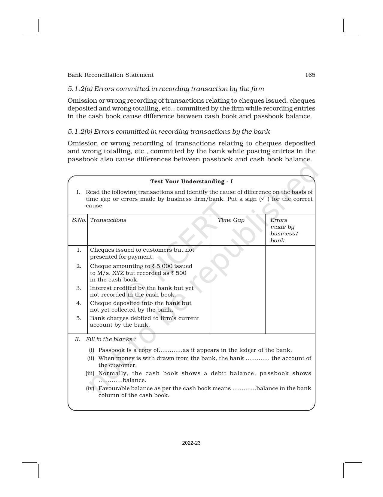 NCERT Book for Class 11 Accountancy (Part-I) Chapter 5 Bank Reconciliation Statement - Page 6