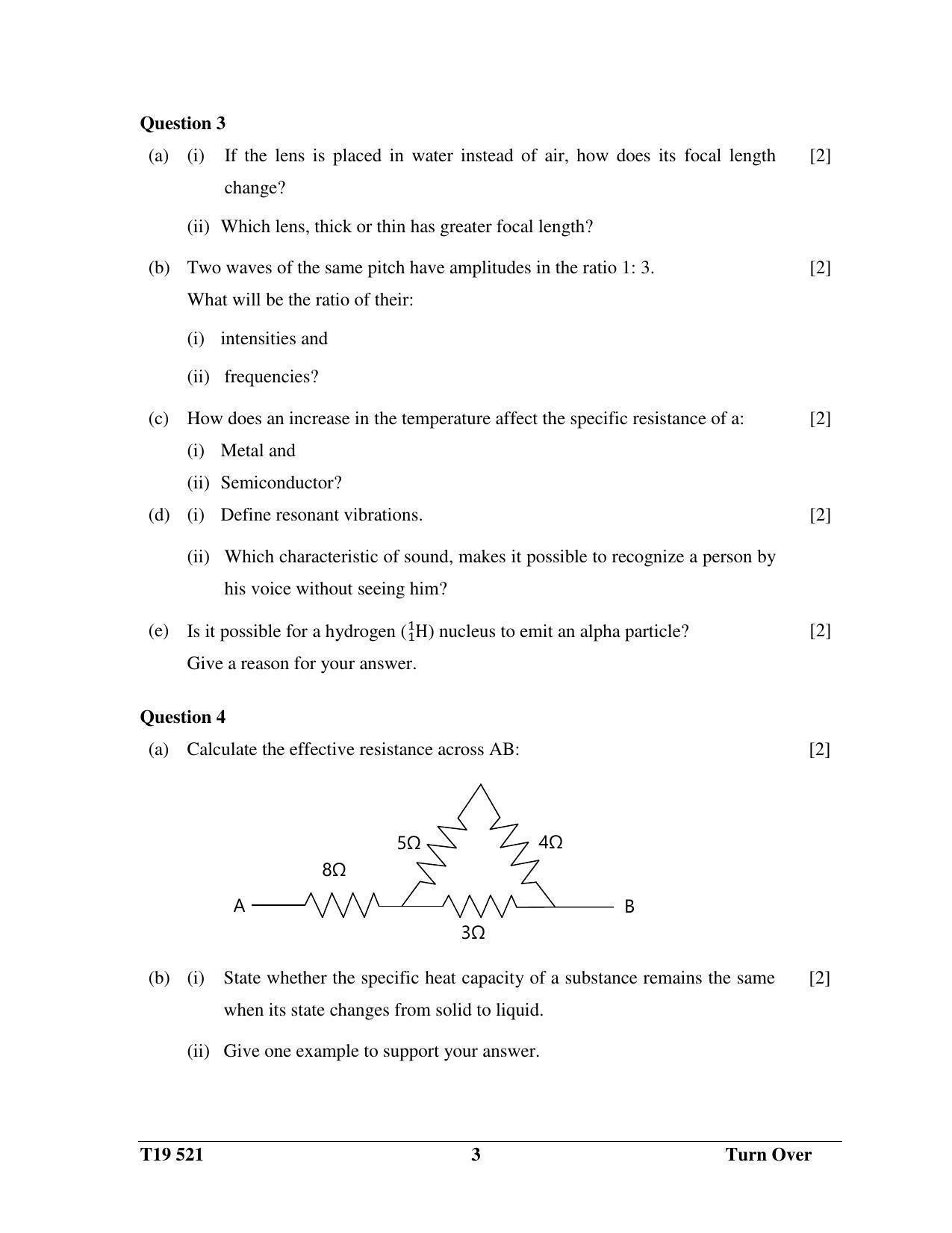 ICSE Class 10 Science Paper 1 (Physics) 2019 Question Paper - Page 3